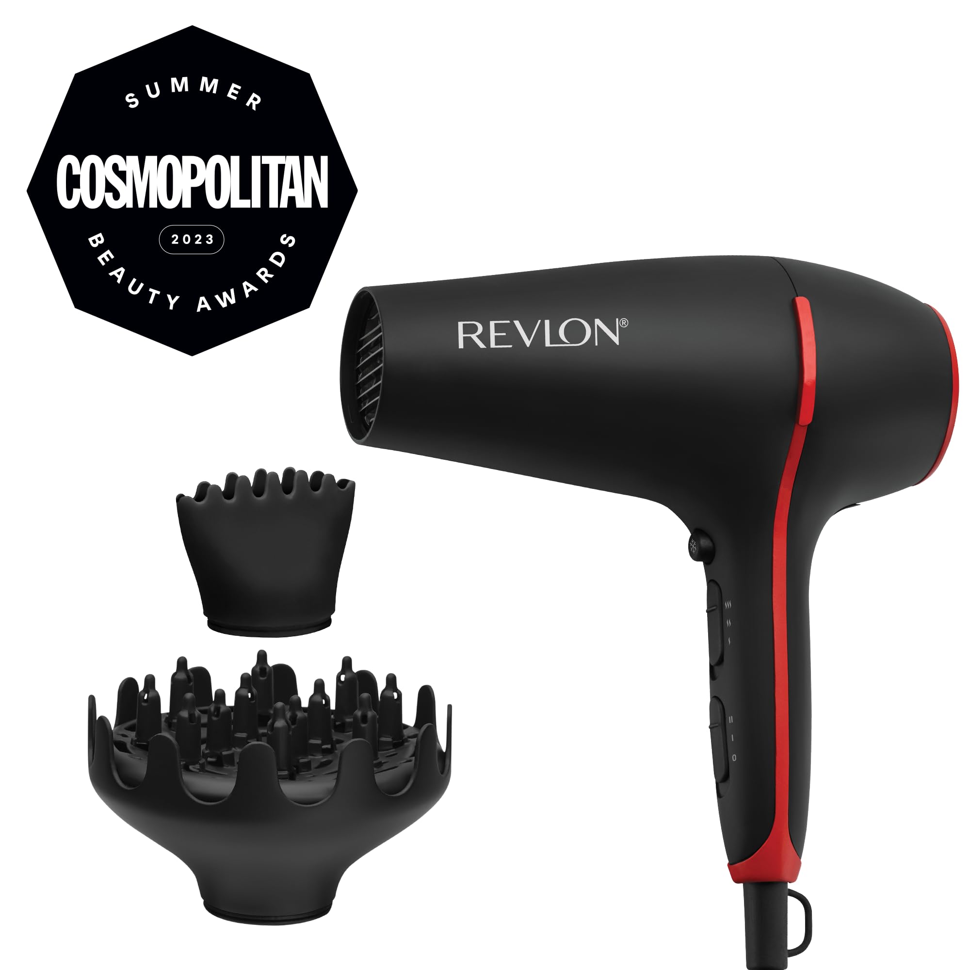 Revlon Smoothstay Coconut Oil-Infused Hair Dryer - 2000W Professional Blow Dryer with Diffuser & Concentrator Comb, Ceramic Tourmaline Ionic Technology for Frizz-Free Shine (Model RVDR5317) - Perfect for Salon-Quality Styling at Home, Travel & Daily Hair Care