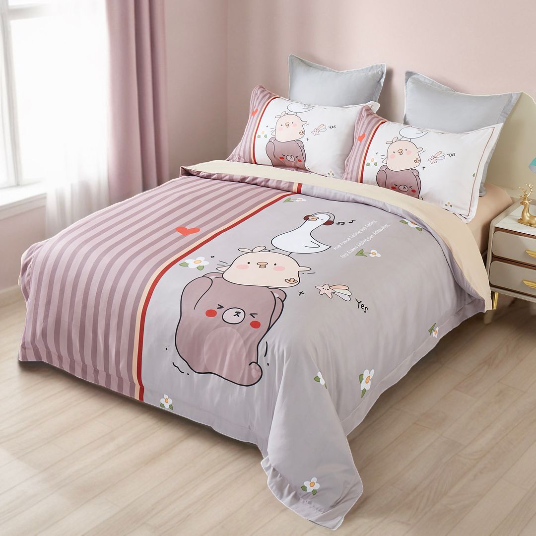 Soft Duck Print Kids Quilt Cover Set - Single Size Bedding for Boys & Girls - Perfect for Nursery, Toddler Room or Sleepovers