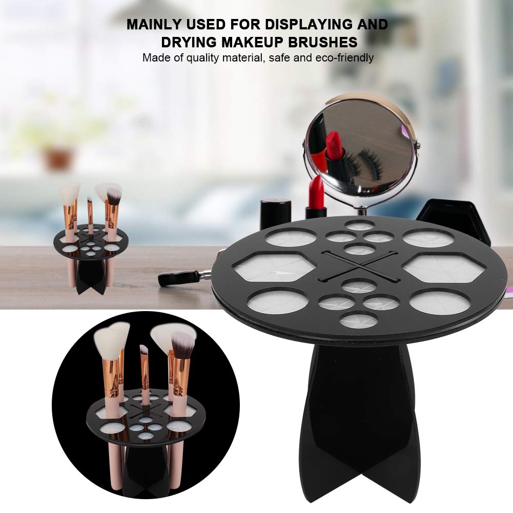 14-Hole Makeup Brush Holder & Drying Rack - Organizer Stand with Cleaning Tray for Makeup Brushes & Tools | Perfect for Salon, Home Vanity & Professional Makeup Artists