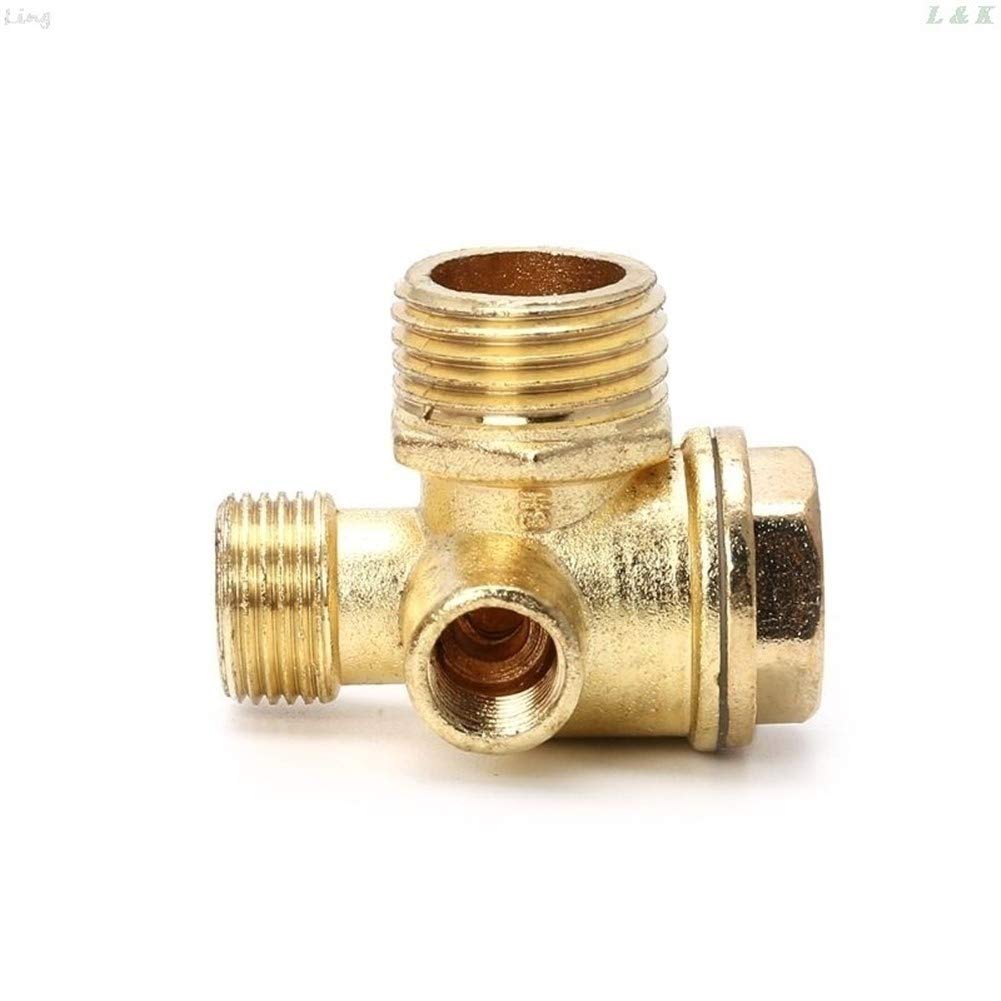3-Port Zinc Alloy Air Compressor Check Valve - 90 Degree Threaded Central Pneumatic Valve for Air Tools, HVAC Systems & Industrial Applications