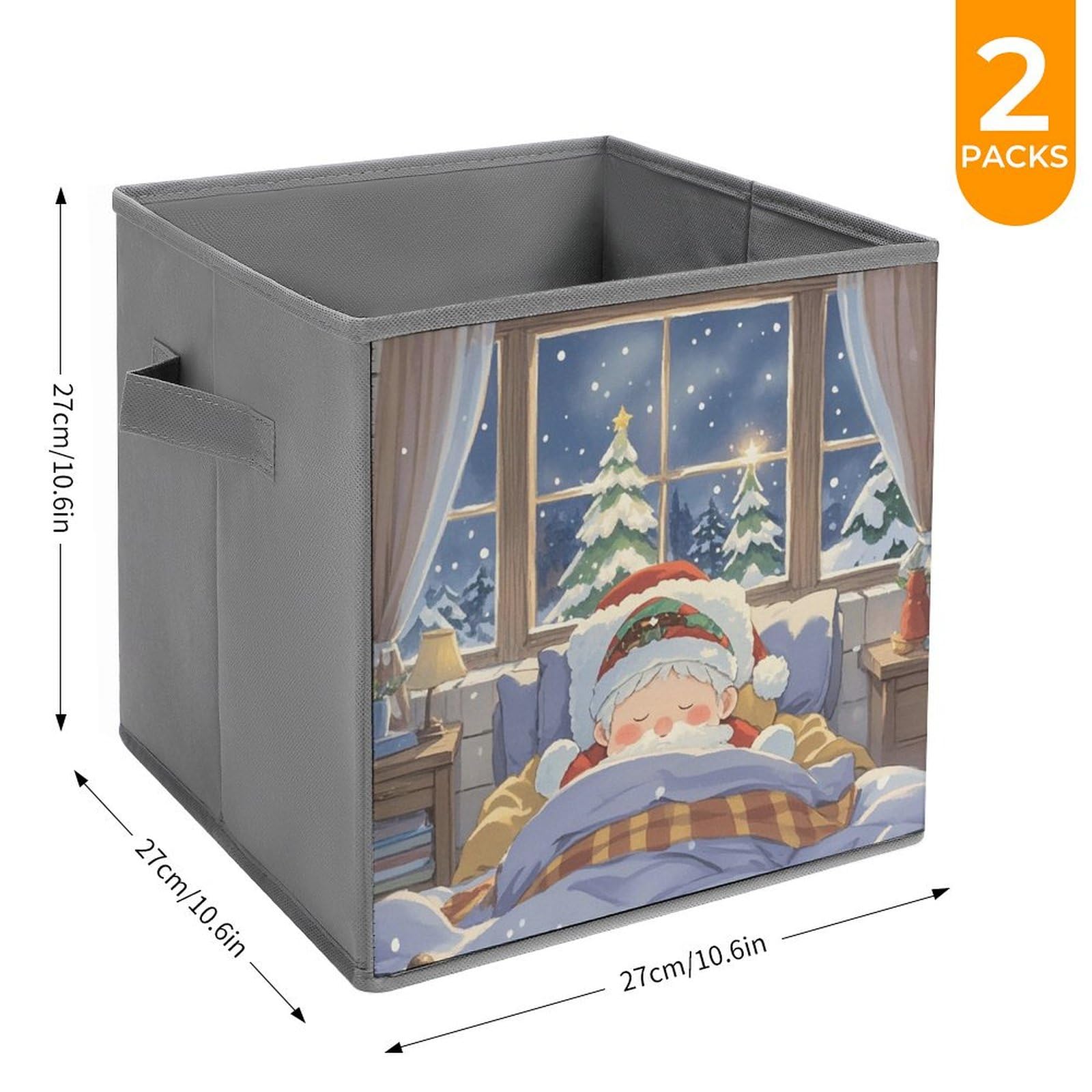 2PCS Foldable Storage Bins with Handles - Large Capacity Sleep A Lot Printed Storage Boxes for Playroom, Office & Home Organization | Perfect for Toys, Books & Clutter Control