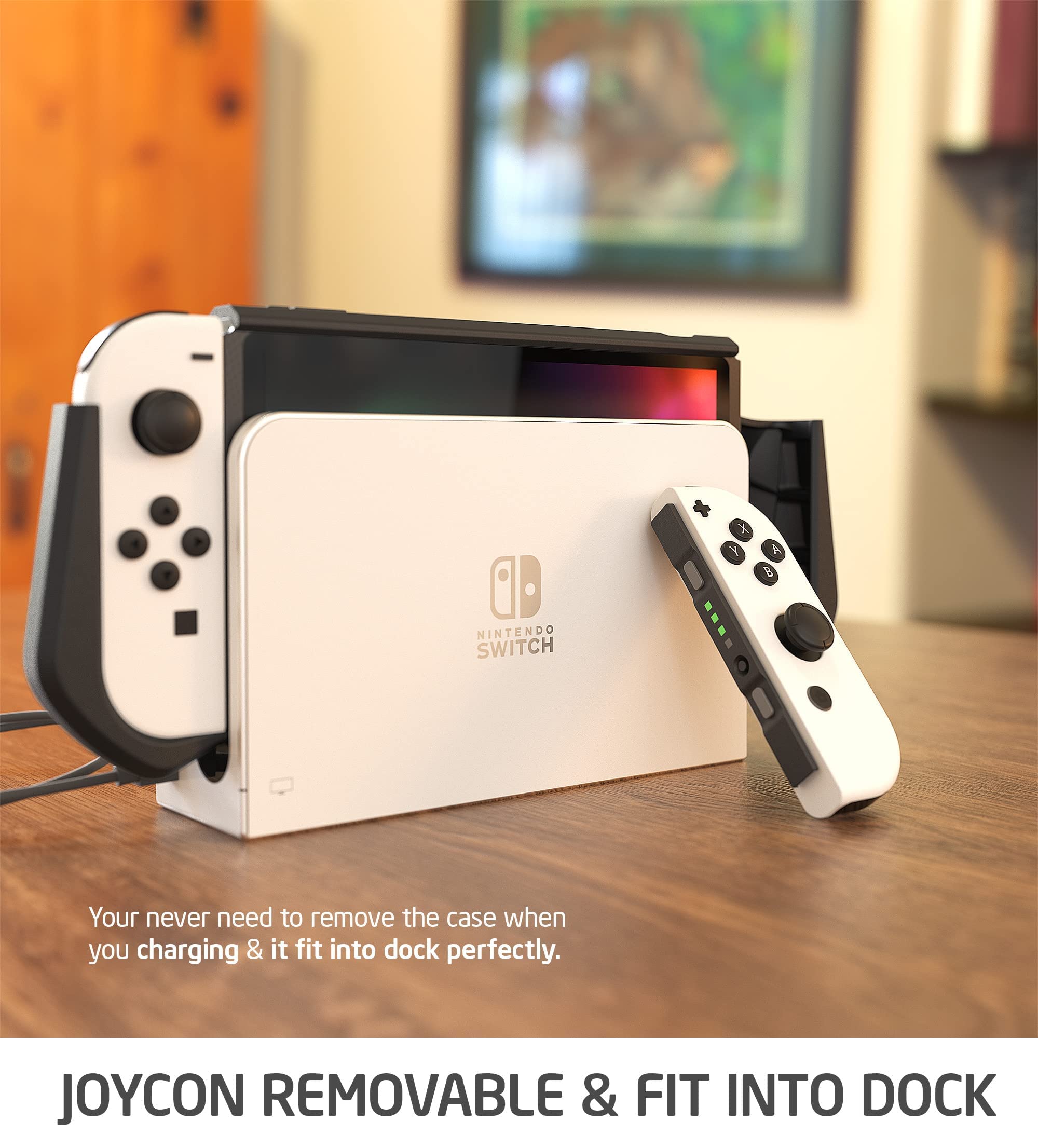 Premium Mumba Carrying Case & Dockable Protective Cover for Nintendo Switch OLED 2021 - Shockproof Travel Case for Gaming On-The-Go & Home Console Protection