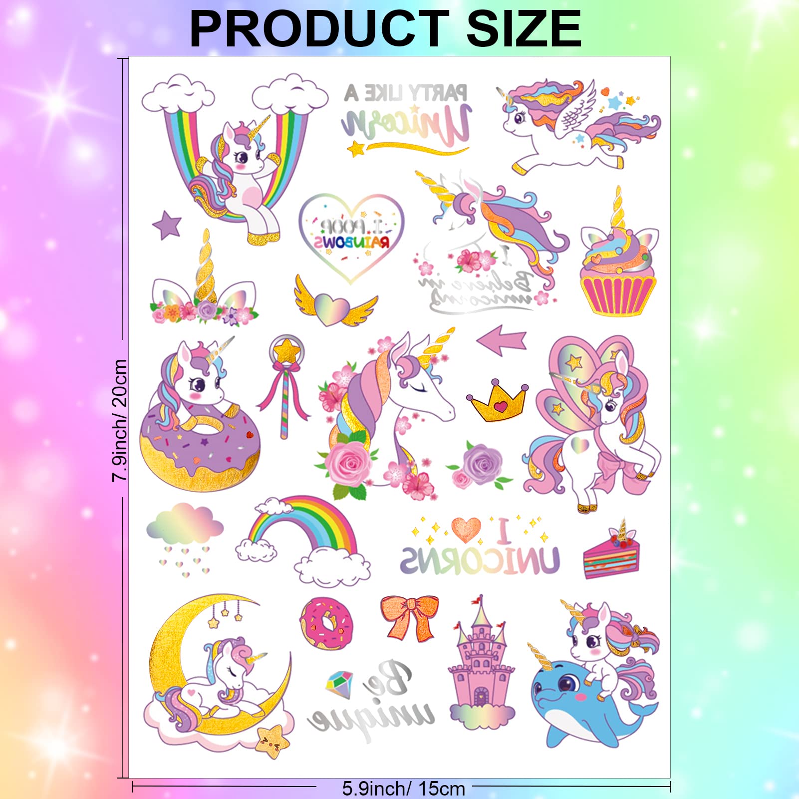 Konsait 4 Sheets Kids Temporary Tattoos - 98 Fun Designs for Birthday Parties, Goodie Bags & Costume Accessories | Safe & Easy to Apply Waterproof Fake Tattoos for Boys & Girls | Perfect for Halloween, School Events & Playdates