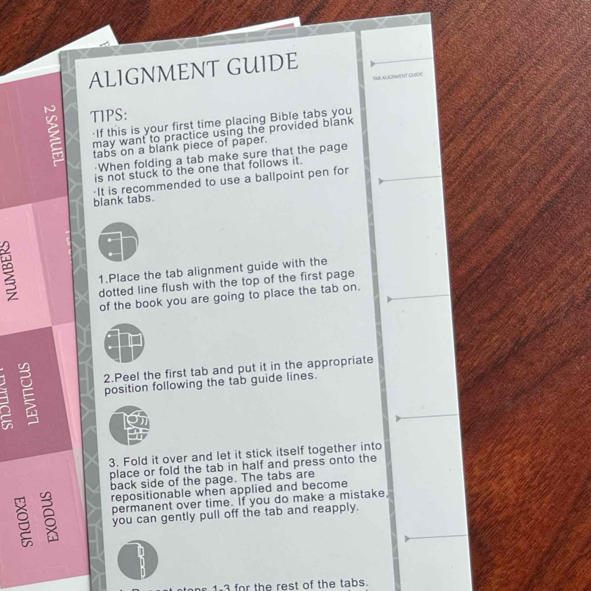Laminated Bible Tabs - Large Print Repositionable Stickers for Easy Reading & Application | Perfect Gift for Men & Women (White/Pink) | Ideal for Bible Study, Church Services & Personal Devotion