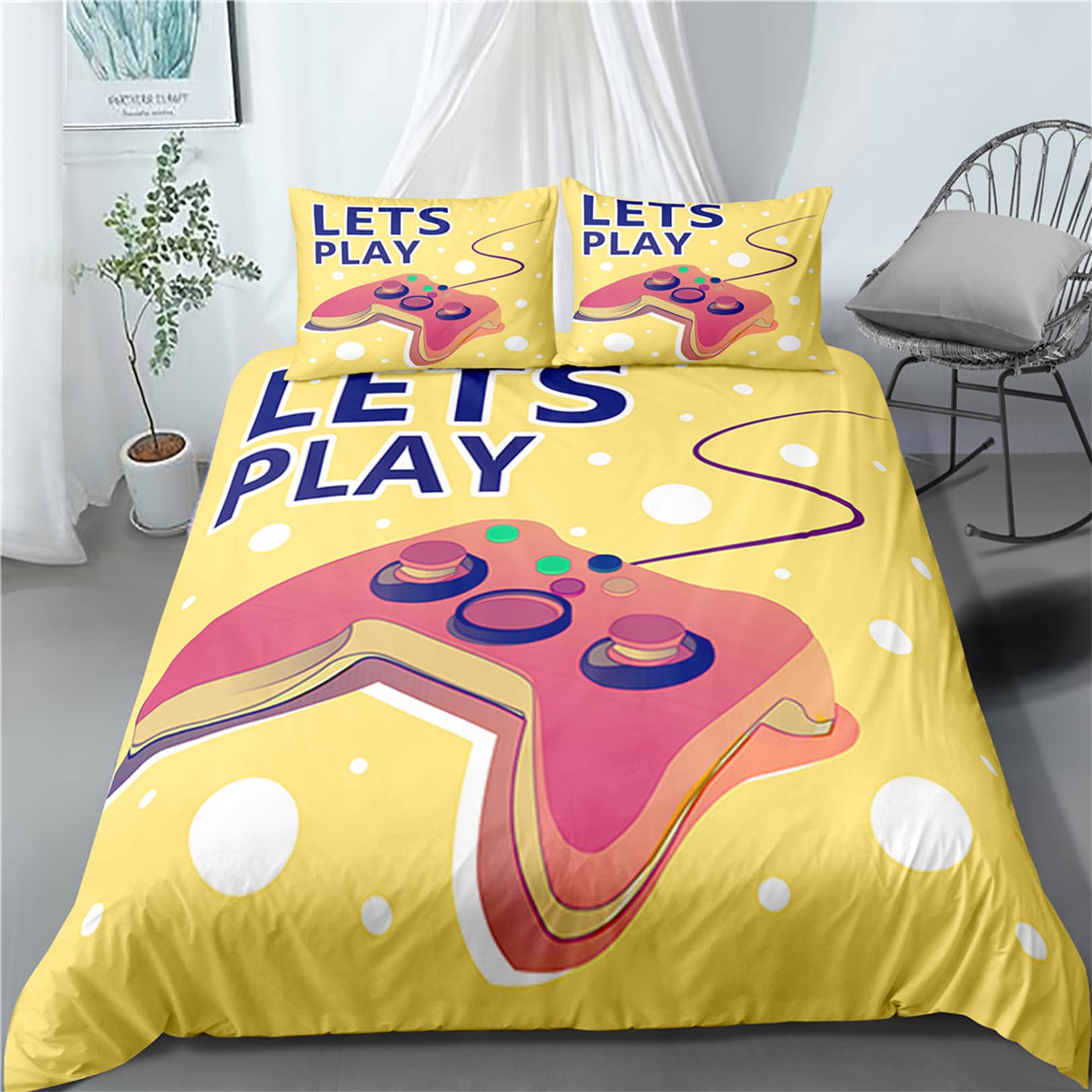 Red and Black Gaming Comforter Set for Boys & Teens - Twin Size 2-Piece Quilted Duvet with Pillowcase | Video Game Themed Bedding for Kids Room Decor | Perfect for Gaming Rooms, Sleepovers & Teen Bedrooms