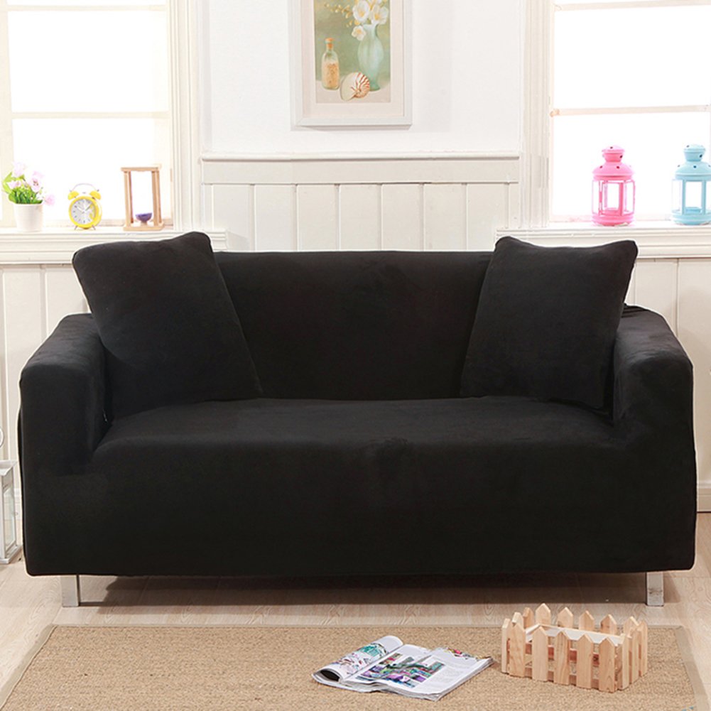 Premium Thickened Furniture Protector - High Elasticity Sofa Slipcover, Plush Couch Cover with Non-Slip Backing - Solid Color Sectional Sofa Throw Pad for 2-Seater (55x73 Inch) - Perfect for Living Room, Family Room & Pet-Friendly Homes