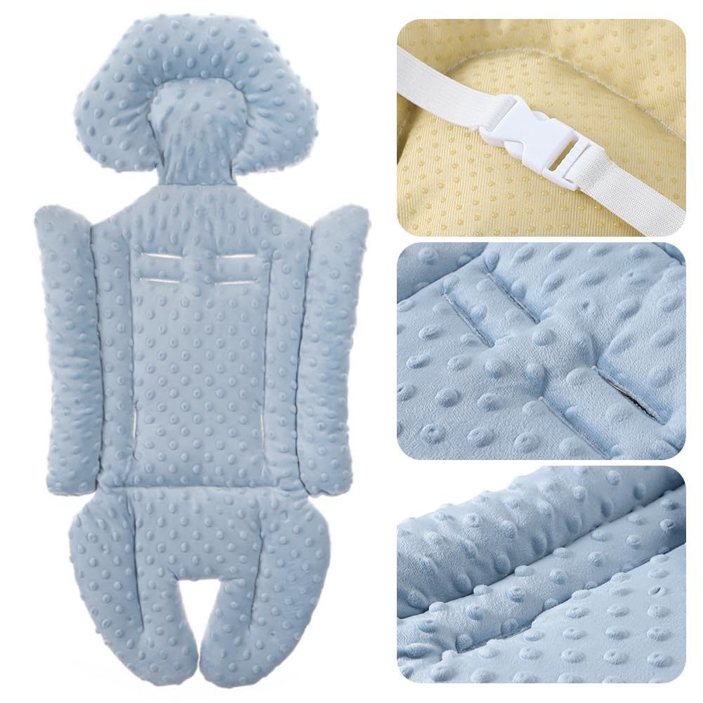 Soft Thickened Universal Baby Stroller Seat Liner - Breathable Cotton Pushchair Cushion Pad with Anti-Slip Backing | Head & Body Support for Infants | Perfect for Strollers, Car Seats & Shopping Carts