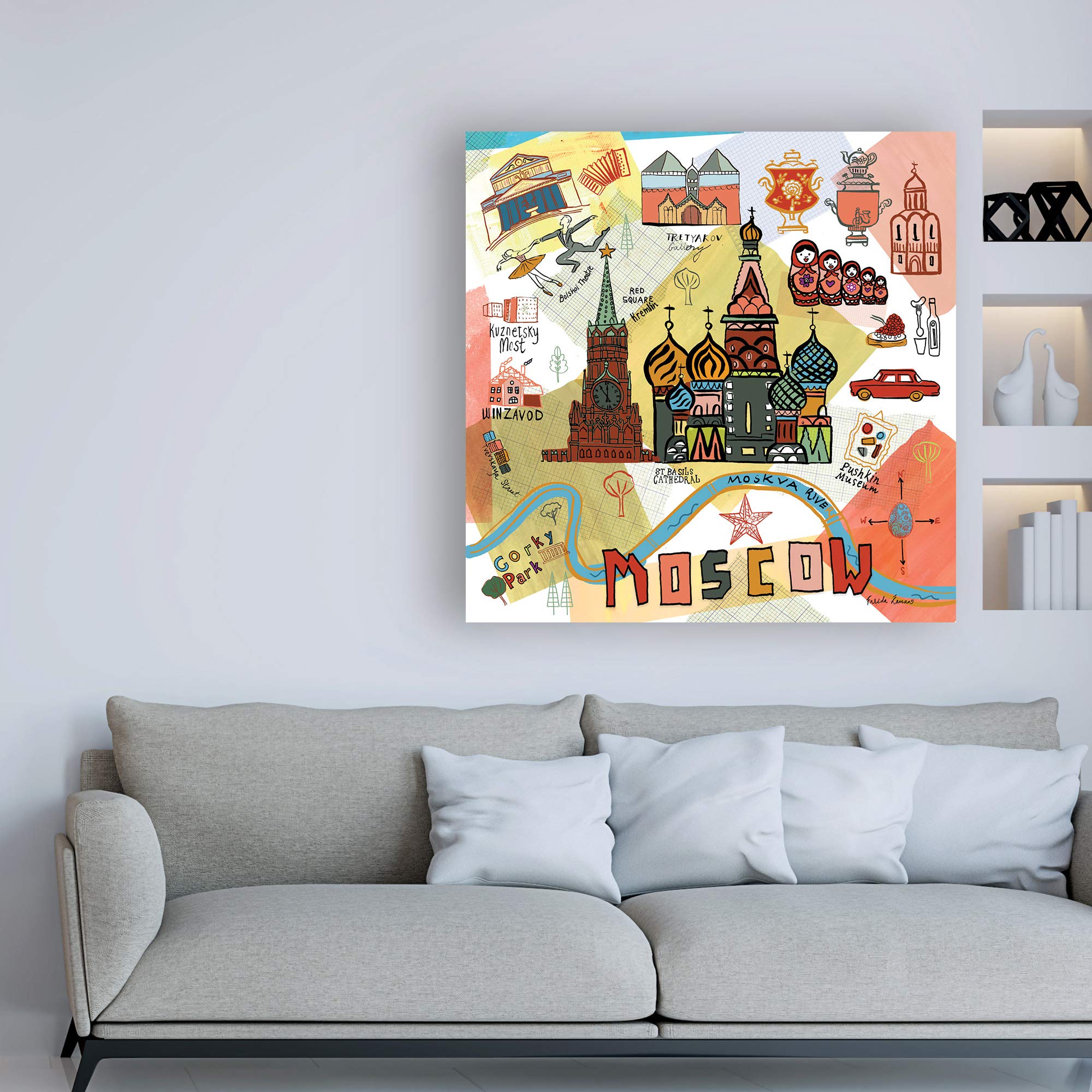 Trademark Fine Art 18x18 Global Travel VI by Farida Zaman - Stunning Wall Decor for Living Room, Bedroom & Office
