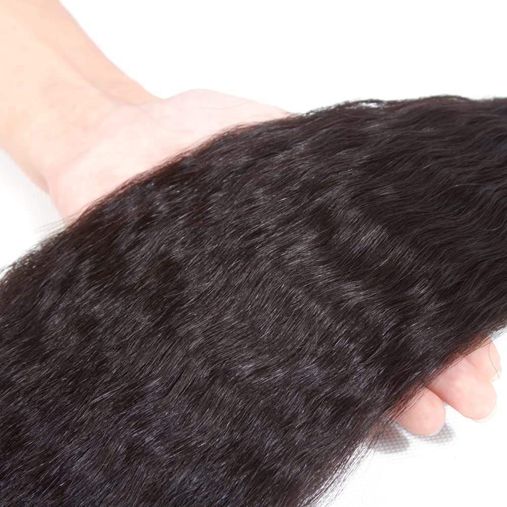 Kerriana 100% Unprocessed Brazilian Kinky Straight Human Hair Bundles - 10/12/14 Inch 3 Bundles for Black Women | Sew-In Weave, Natural Look for Everyday & Special Occasions