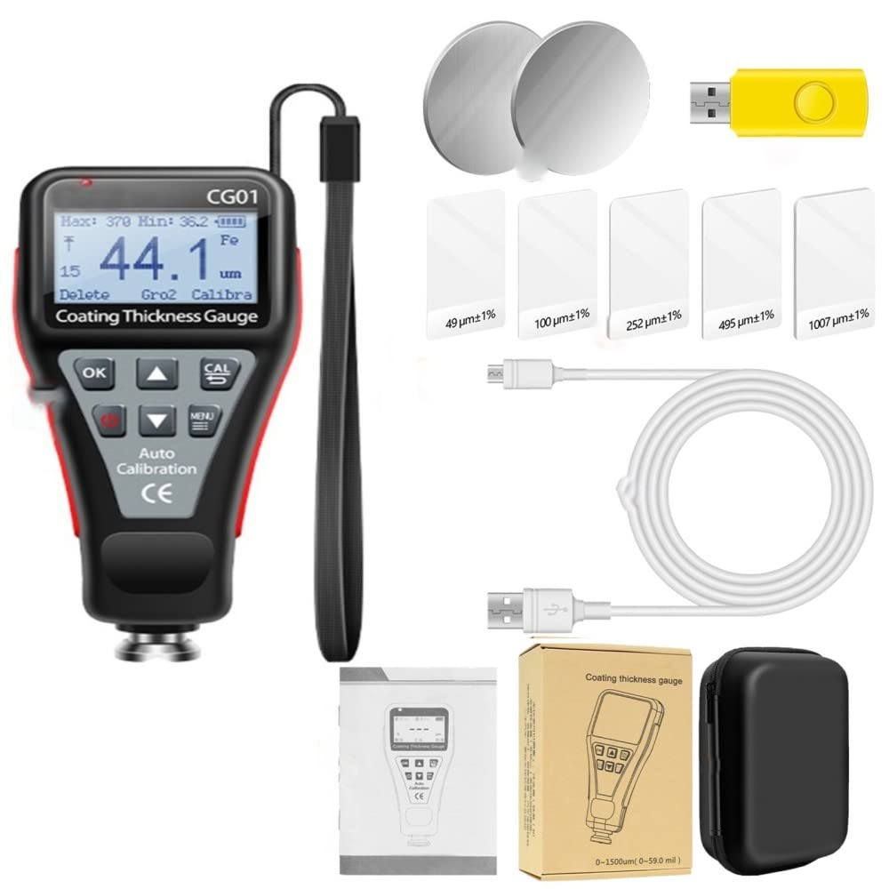 EastVita CG01 Digital Coating Thickness Gauge - High Precision 0-1500μm Paint Depth Meter with LCD Display - Professional Automotive Paint Thickness Tester for Used Cars, Auto Body Shops & Industrial Applications