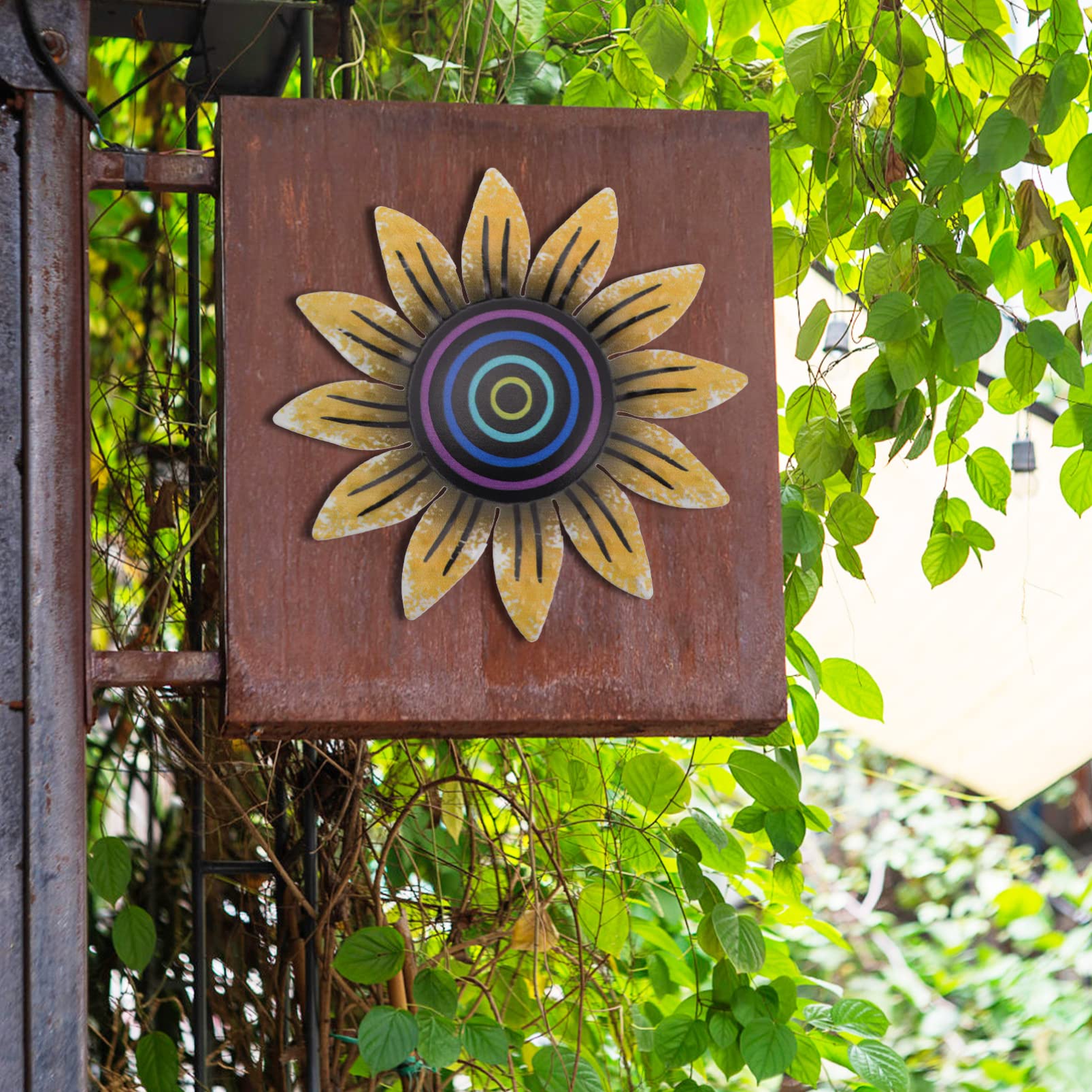 Happyyami Iron Flower Wall Art Decor - Elegant Home & Office Wall Decor for Living Room, Bedroom, Patio - Perfect for Wedding Backdrops & Interior Design