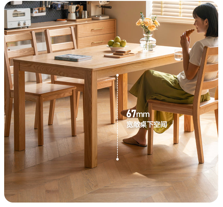 Premium Oak Solid Wood Nordic Dining Table - Modern Scandinavian Style for Kitchen, Dining Room & Small Spaces