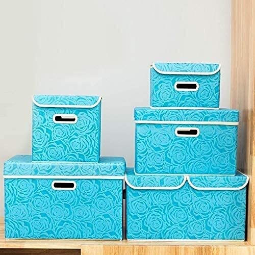 Folding Cloth Storage Basket with Lid & Handles - Laundry & Toy Organizer for Home