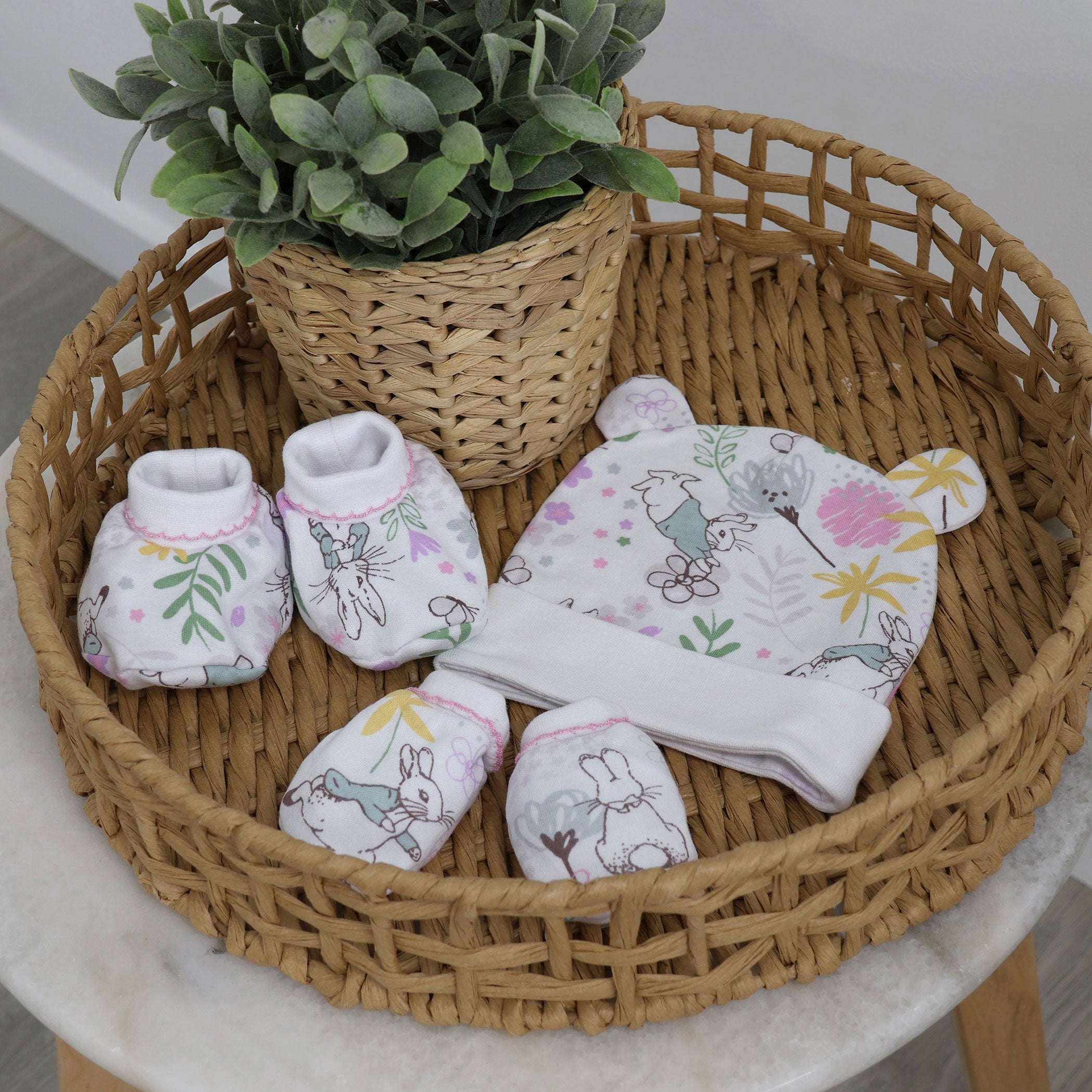 Peter Rabbit 'New Adventure' 3-Piece Baby Layette Set - Soft Pink Cotton Outfit for Newborns | Perfect for Photoshoots, Gift Giving & Special Occasions