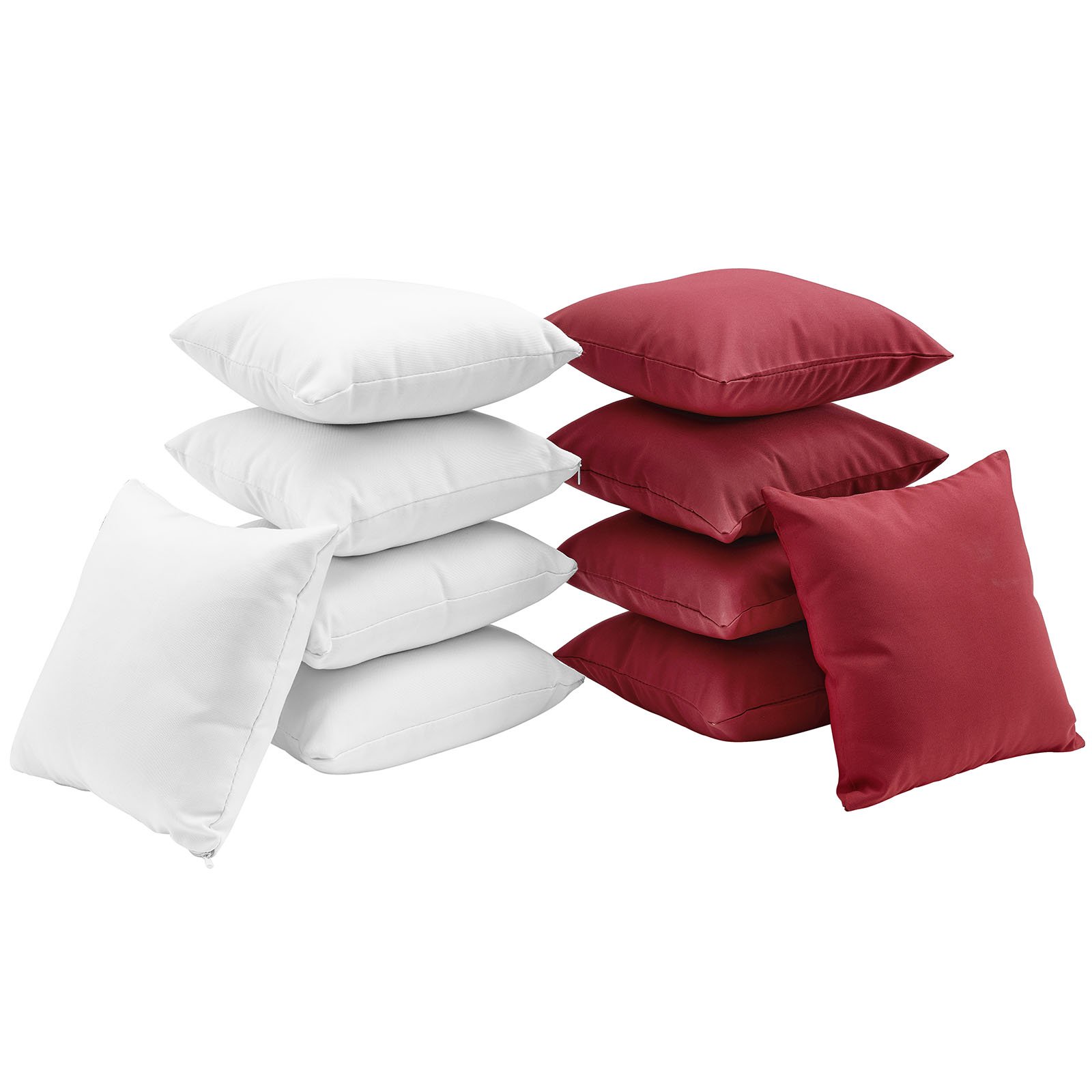 LexMod Convene 10-Piece Decorative Pillow Set - White & Red Cushion Covers for Sofa, Bed, Living Room & Home Decor