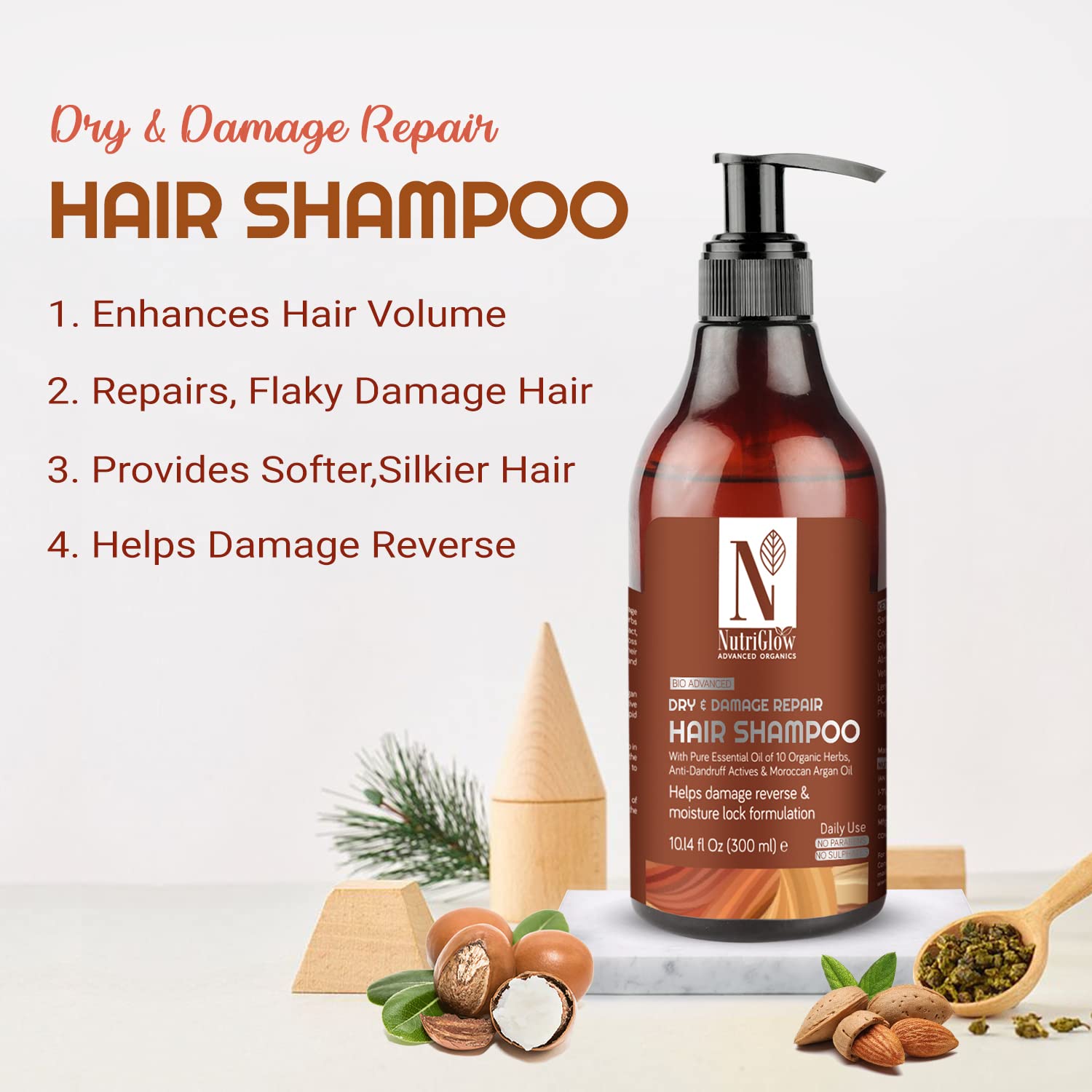 NutriGlow Hair Spa Cream (300g) & Shampoo (300ml) Set - Hydrating Treatment for Frizzy Hair, Shine Booster, Deep Nourishment & Moisture Lock - Pack of 2 - Perfect for Daily Hair Care & Salon-Like Treatment at Home