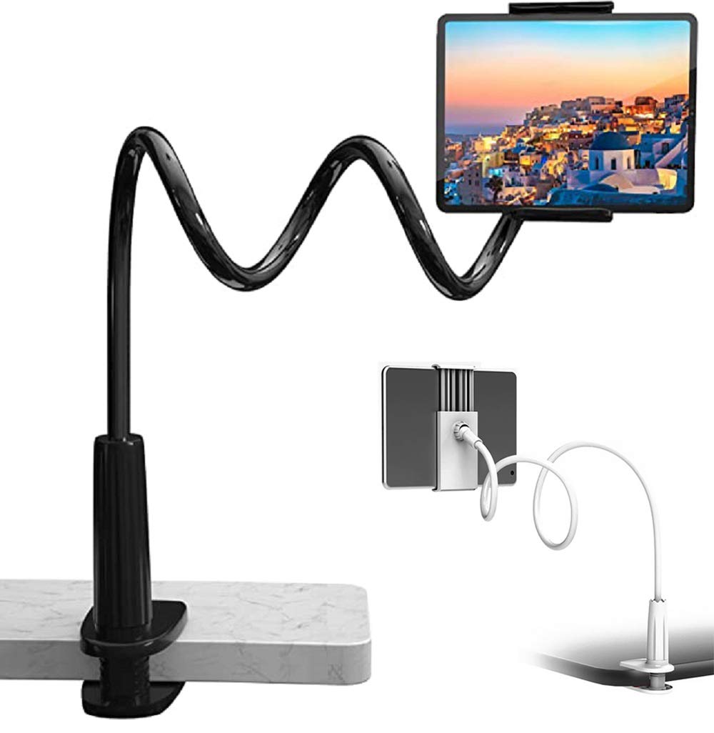 360° Adjustable Flexible Tablet Stand Holder - Universal Goose Neck Mount for iPad, iPhone, Samsung - Perfect for Bed, Sofa, Kitchen & Office Use