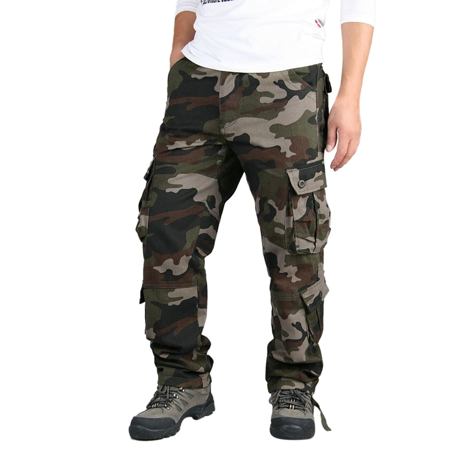 Men's Camouflage Outdoor Tactical Pants with Multiple Pockets - Durable Cargo Pants for Hiking, Hunting & Casual Wear - Plus Size Available (Perfect for Camping, Airsoft & Outdoor Adventures)