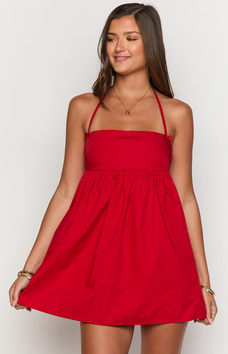 Carter Red Halter Mini Dress - Sexy Summer Party Dress for Women | Perfect for Beach Vacations, Date Nights & Club Outings