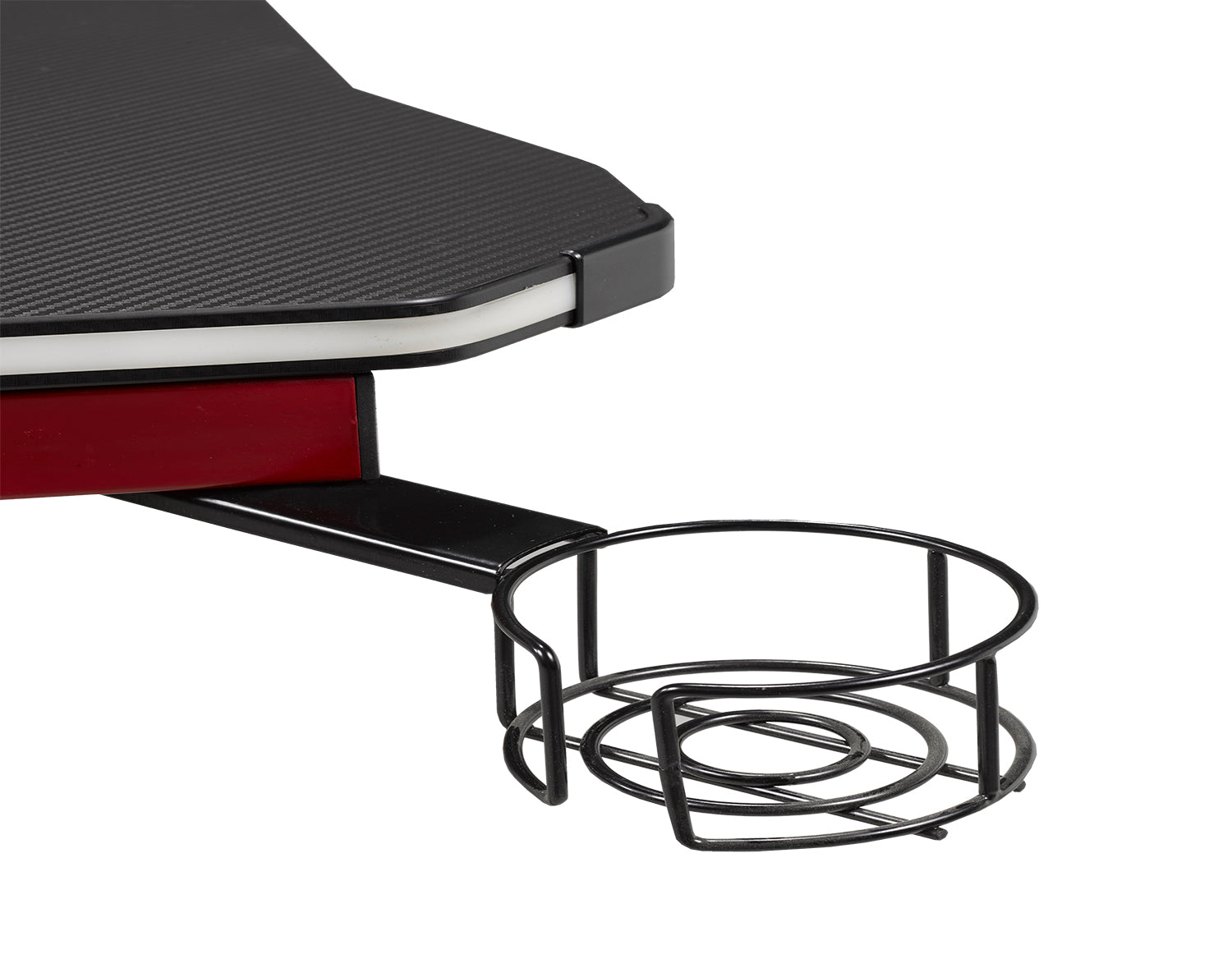 Premium Gaming Desk with LED Lights - Black/Red Ergonomic Computer Desk for PC & Console Gamers - Perfect for Streaming, Esports & Home Office Setup