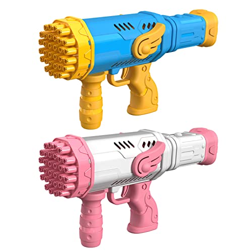 32 Hole Bubble Machine with Colorful Lights - Electric Automatic Bubble Blower Gun for Kids, Birthday Parties, Weddings & Outdoor Events - Fun Bubble Blaster for Boys and Girls (Angel Bazooka Style)