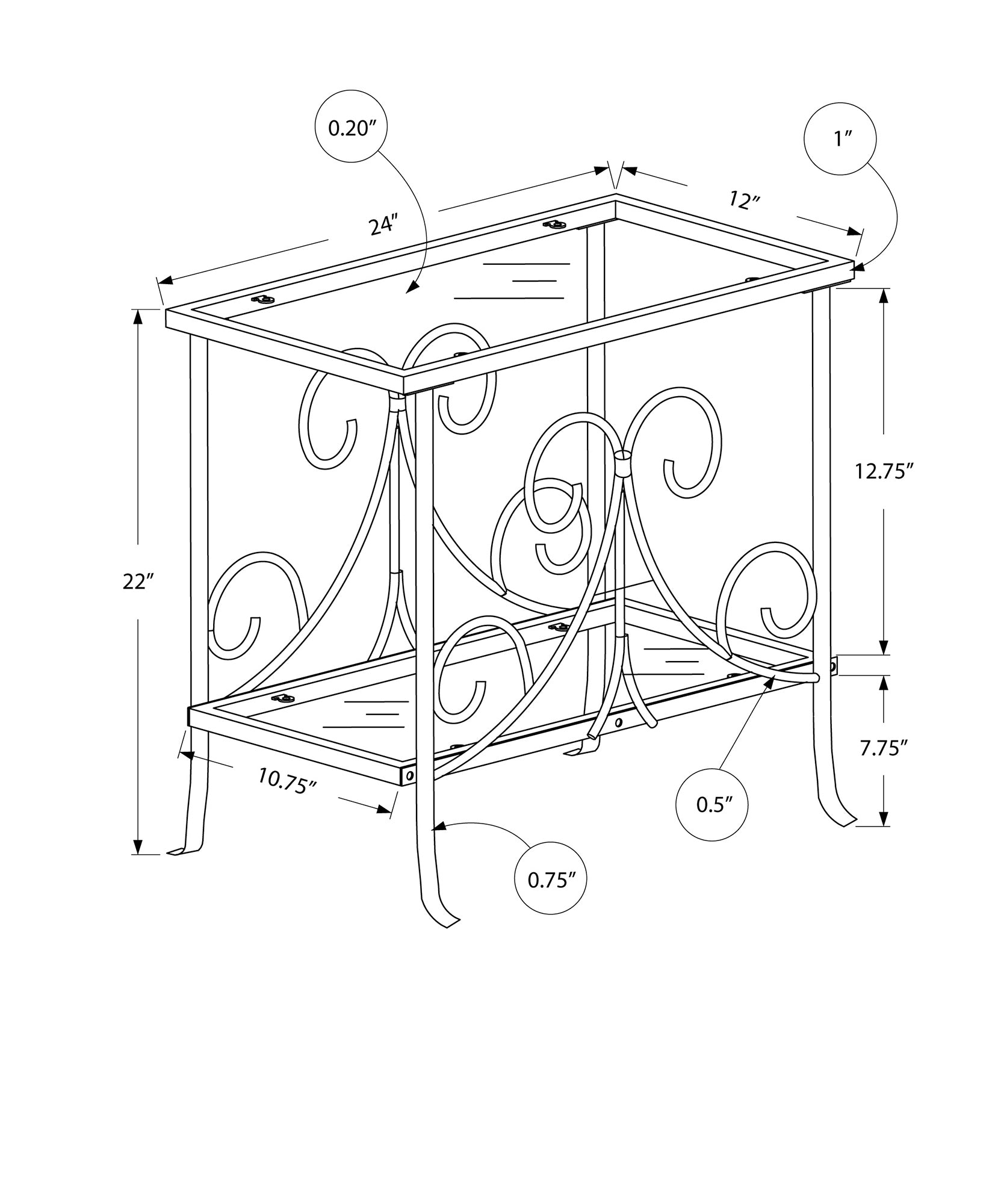 Modern White Metal Accent Table with Tempered Glass Top - Elegant Side Table for Living Room, Bedroom or Office Décor