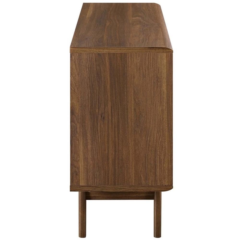 Allora Modern Walnut Wood Display Stand with 4 Storage Shelves - Perfect for Showcasing Collectibles, Books & Home Decor in Living Room or Office