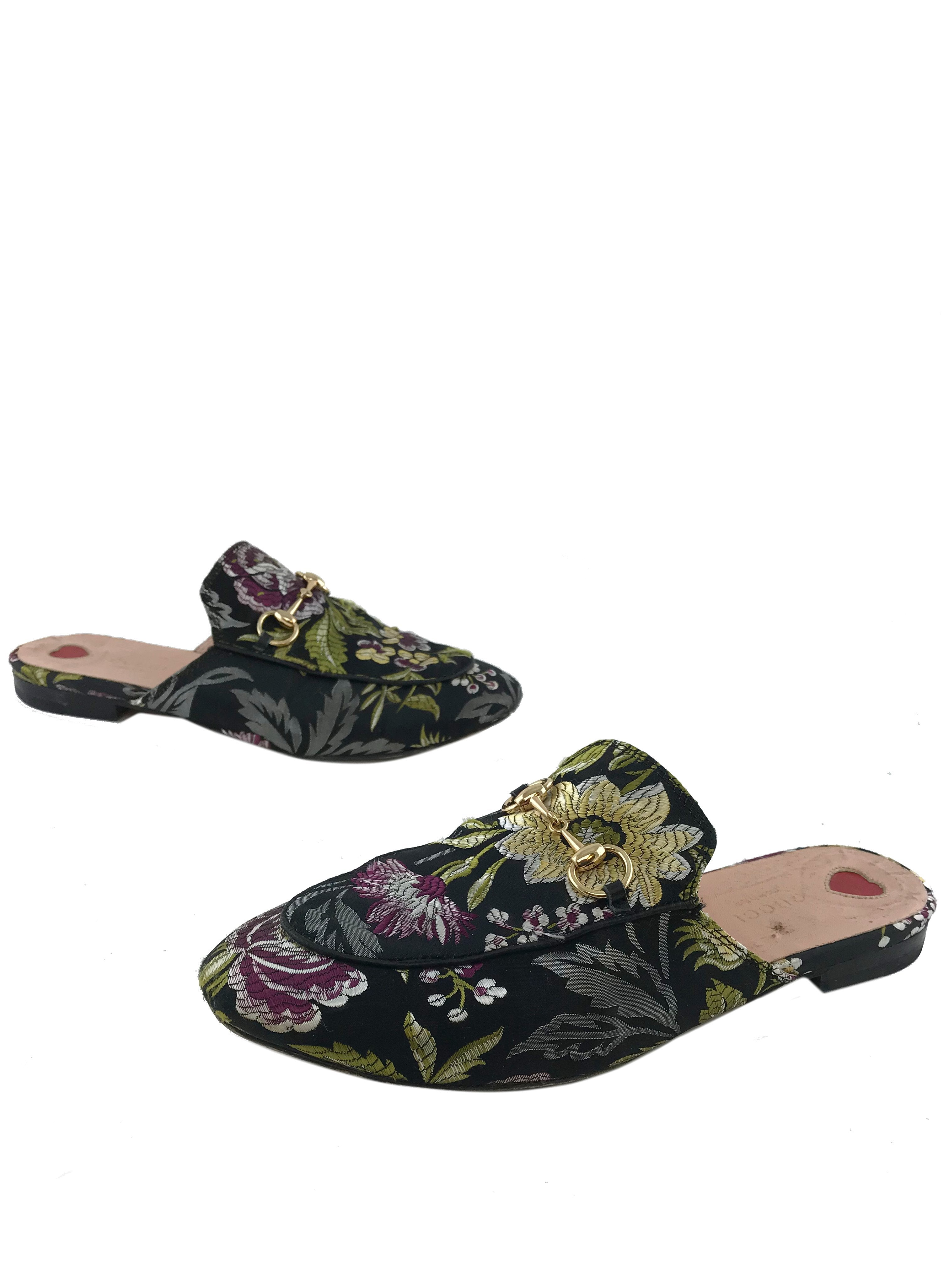 Gucci Princetown Floral Jacquard Horsebit Mules - Women's Size 9 US | Luxury Designer Loafers for Women | Perfect for Office, Parties & Casual Outings