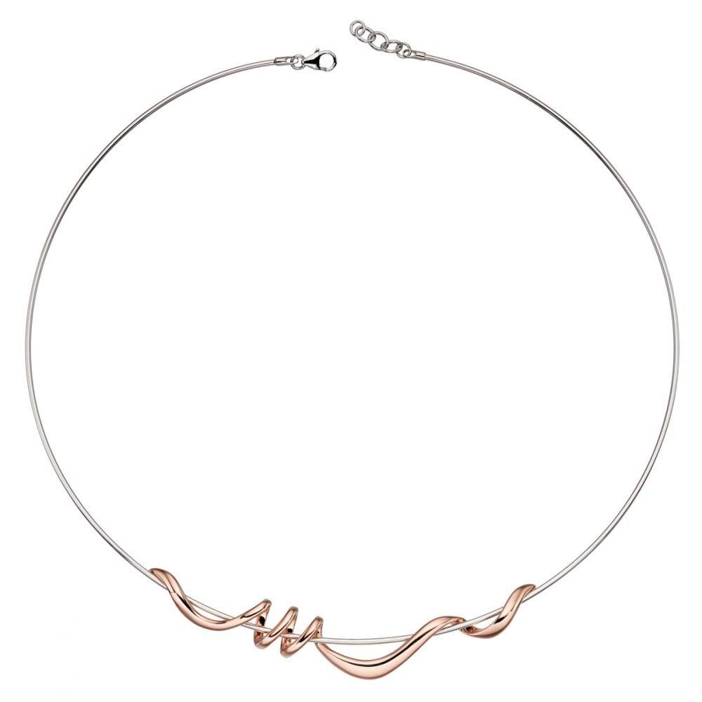 Elegant Silver Rose Gold Plated Twist Necklace N4180 - Perfect for Weddings, Date Nights & Special Occasions