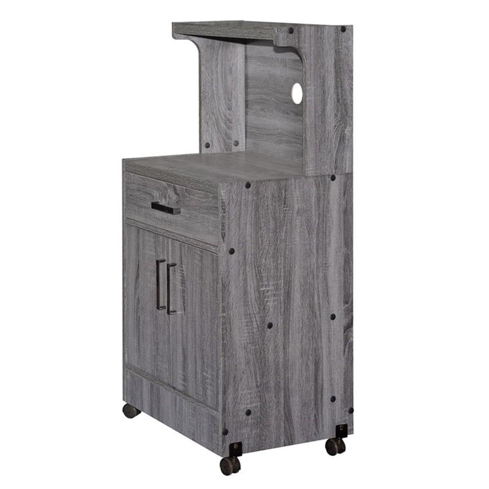 Better Home Products Shelby Kitchen Wooden Microwave Cart in Gray - Space-Saving Organizer for Small Kitchens, Dorm Rooms & Apartments