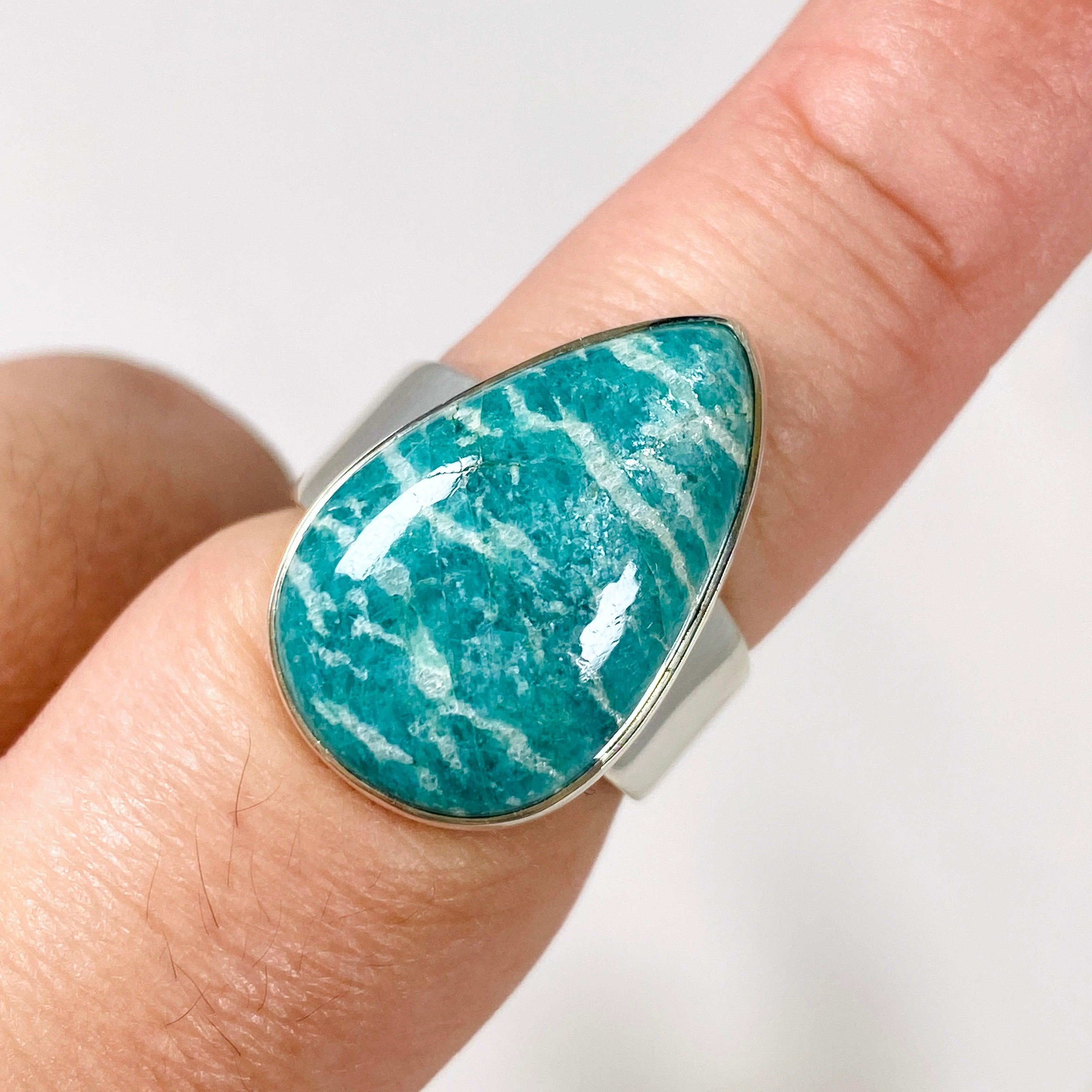 Amazonite Teardrop Ring - Sterling Silver 925, Handmade Gemstone Jewelry for Women - Perfect for Weddings, Parties & Everyday Elegance