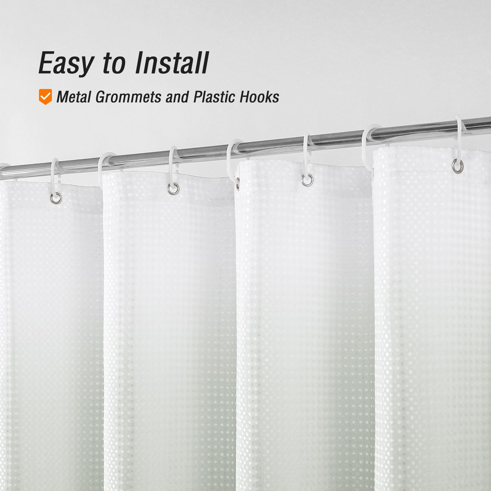 Gibelle Small Stall Shower Curtain 36 x 72 Inches - Narrow Half Bathroom Curtain in Sage Green Ombre | Waffle Weave Fabric with Rustproof Hooks | Water Repellent & Machine Washable | Perfect for Tiny Bathrooms, RVs, and Small Spaces