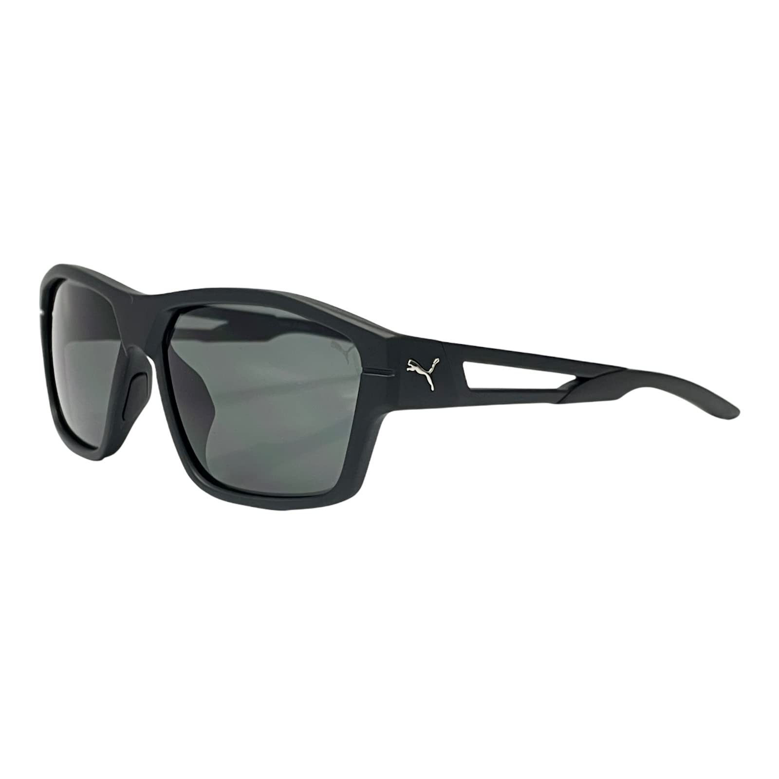Puma Blizzard Flight Sports Sunglasses for Men - PU0328S Rectangular Full Rim Frame - UV Protection for Cycling, Running, Golf & Fishing - Ideal for Beach & Outdoor Activities (Black/Black)