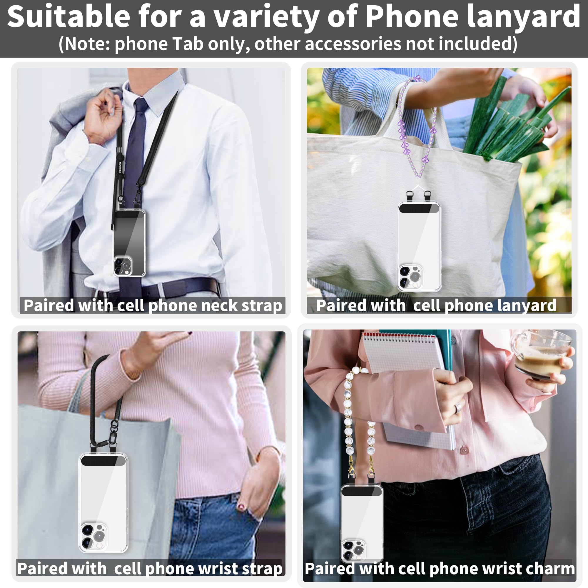 2 Way Phone Tether Tab for Full Cover Phone Case with Dual Speaker Holes - Small Black Phone Strap Patch with Double Buckle - Replacement Part for Secure Phone Attachment | Perfect for Outdoor Activities, Travel and Daily Use