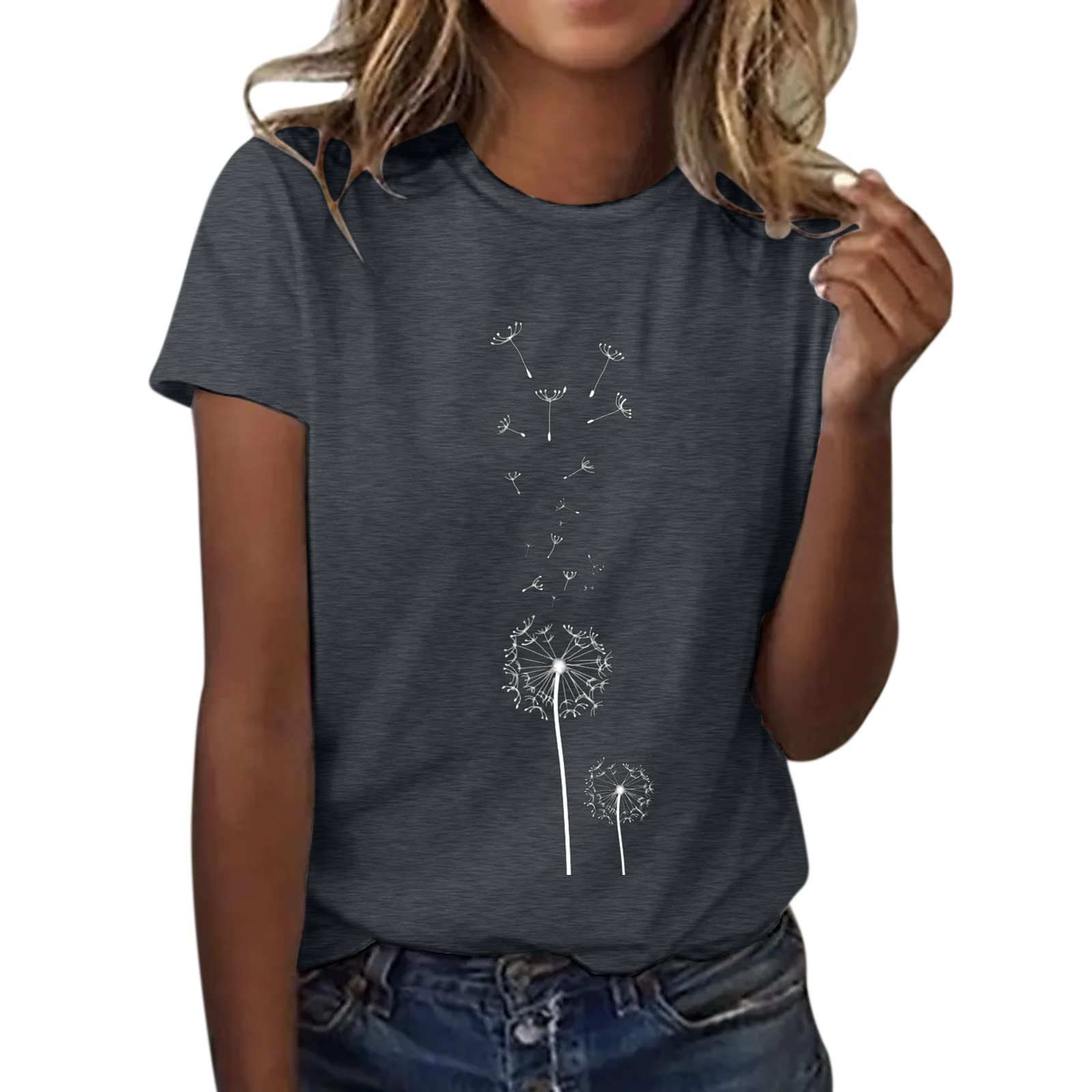 Women's V-Neck Flowy Short Sleeve T-Shirt - Casual Loose Blouse & Summer Swing Top - Perfect for Beach Outings, Weekend Brunch and Everyday Comfort