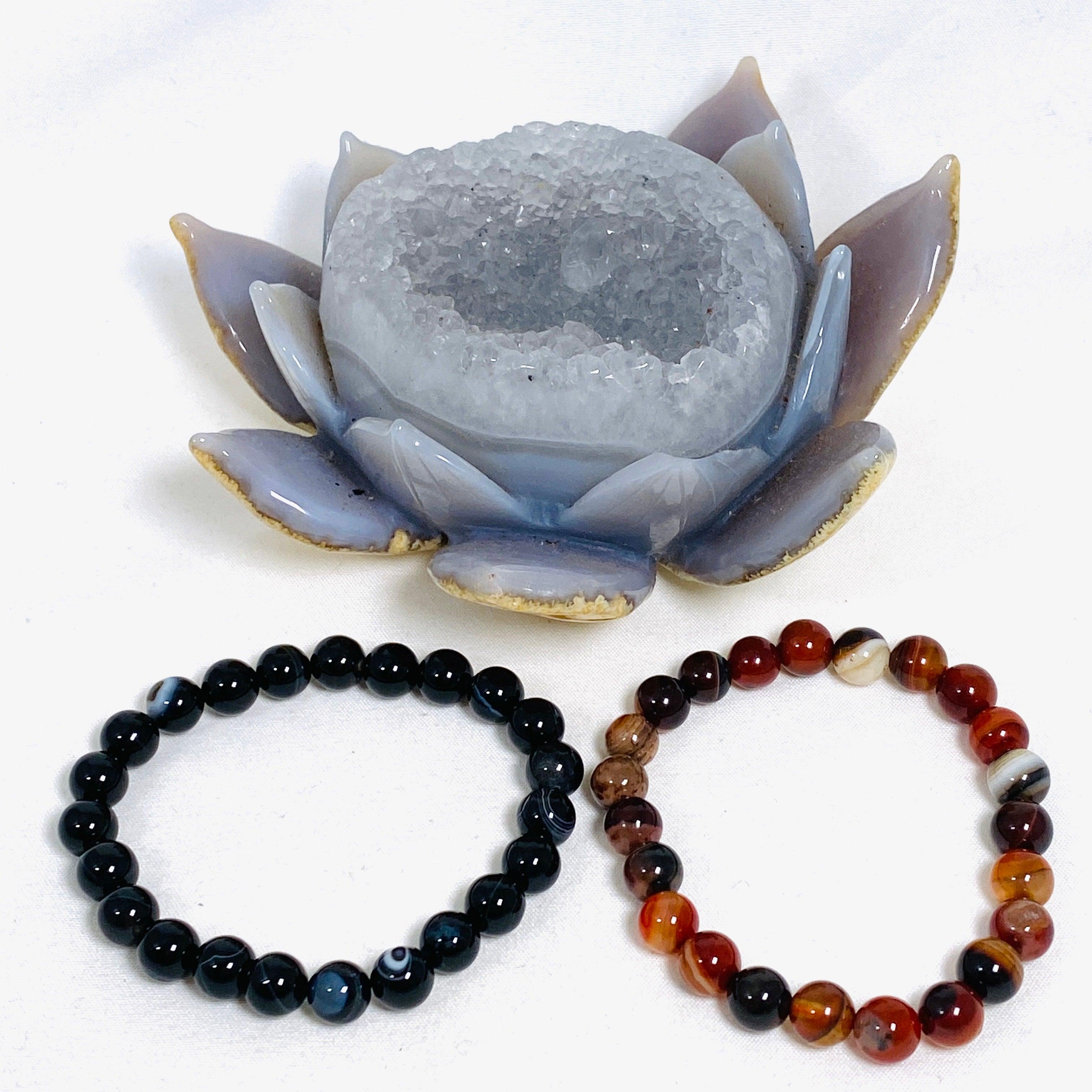 Natural Sardonyx Gemstone Bracelet for Women - Healing Crystal Jewelry for Energy Balance & Protection - Perfect for Meditation, Yoga & Spiritual Gifts