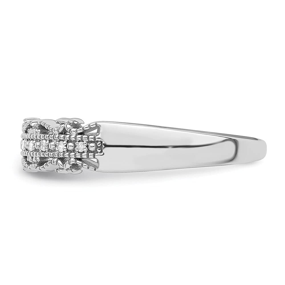 Sterling Silver Rhodium Plated Diamond Band Ring - 0.04Ct Round Cut Diamond Wedding Ring for Women, Elegant Promise Ring or Anniversary Gift - Perfect for Engagements, Proposals & Special Occasions