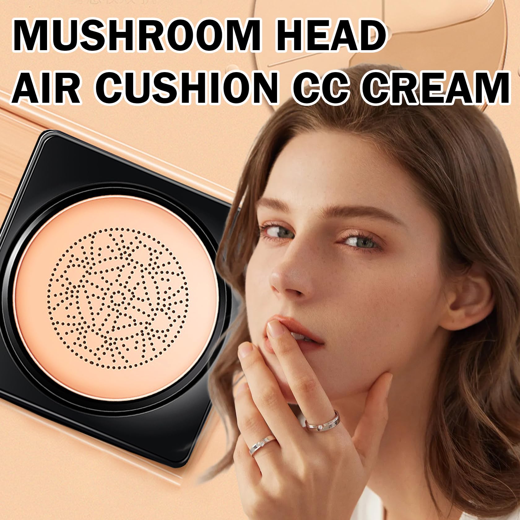Mushroom Head Air Cushion CC Cream Foundation - 2PCS Hydrating BB Cushion Makeup, Full Coverage Long-Lasting Matte Concealer & Makeup Base (Natural) for Flawless Everyday Makeup & On-The-Go Touch Ups