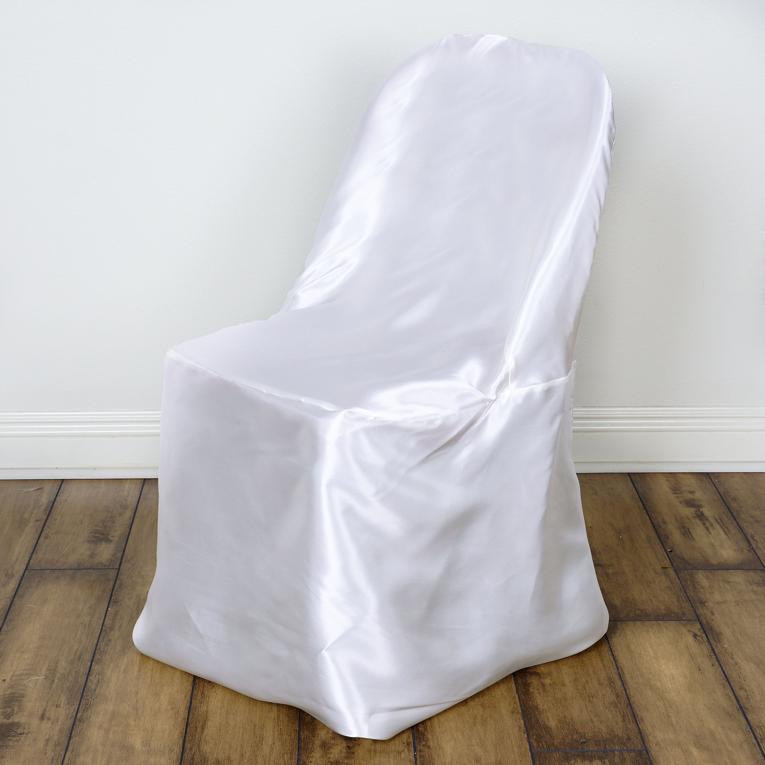 50-Pack White Satin Folding Chair Covers - Elegant Wedding, Party & Reception Decorations - Perfect for Banquets, Ceremonies & Dining Events