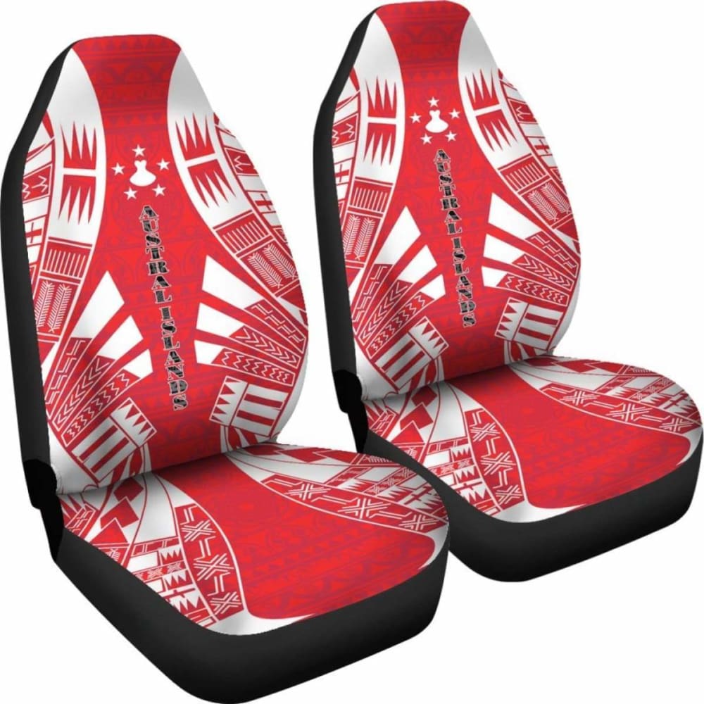 Premium Austral Islands Car Seat Covers with Polynesian Tattoo Flag Design - Durable & Stylish for Trucks, SUVs & Sedans - Perfect for Travel, Commuting & Road Trips