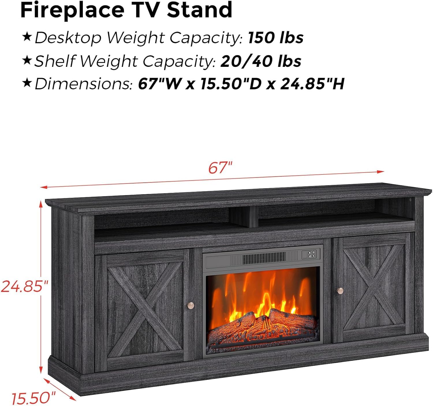 Electric Fireplace TV Stand for 58