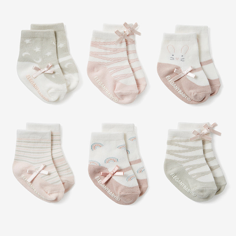 Non-Slip Pink Mary Jane Socks 6-Pack for Women & Girls - Cute Anti-Skid Ballet Flats for Home, Dance, Yoga & Indoor Wear