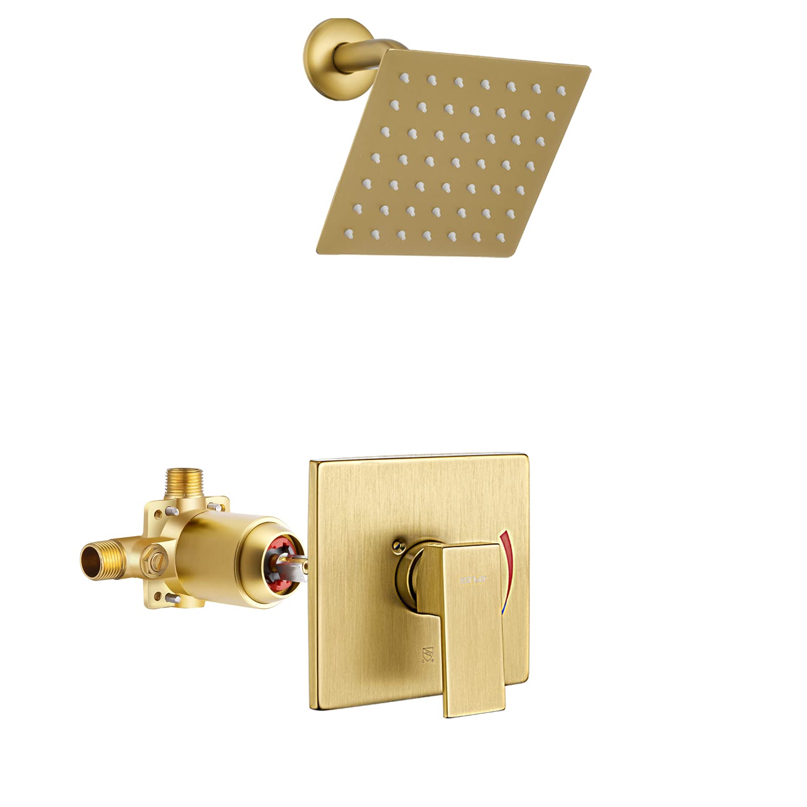 **Esnbia Premium Brushed Gold Shower Tub Faucet Set with 6-Inch Rain Shower Head, Tub Spout & Valve - Single-Handle Bathroom Fixture for Modern Home Renovation**    *(Perfect for bathroom upgrades, spa-like showers, and luxurious soaking baths in residential or vacation homes.)*