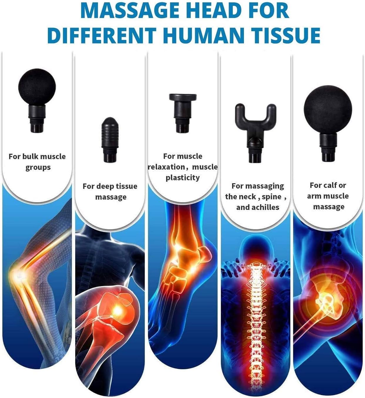 Deep Tissue Massage Gun for Muscle Recovery - Percussion Massager with 3 Speed Modes & 6 Interchangeable Heads - Perfect for Athletes, Gym Workouts & Post-Exercise Pain Relief
