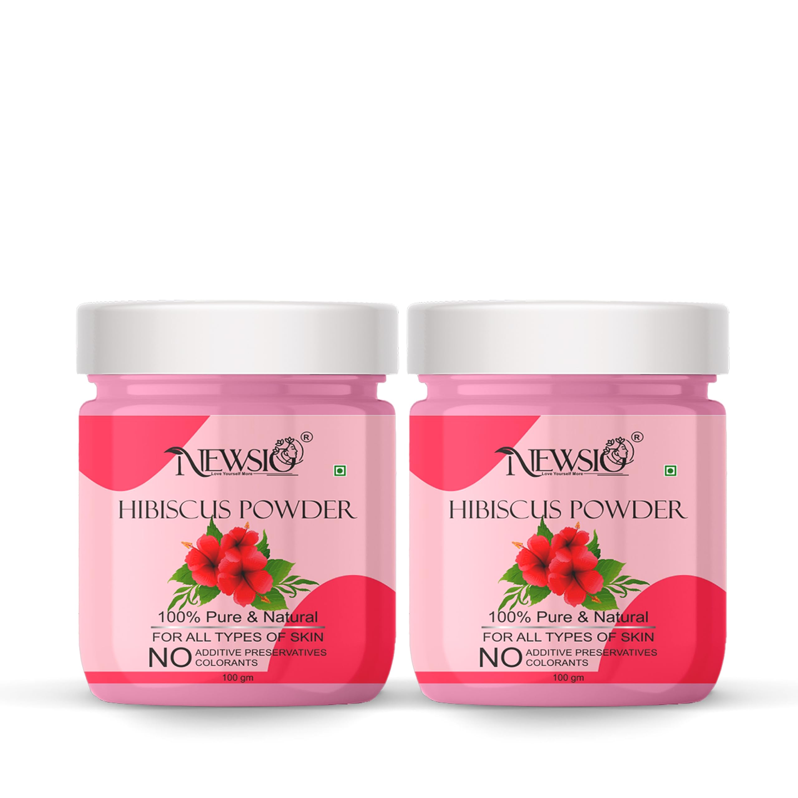 Newsio Pure Hibiscus Powder for Spotless Skin - Deep Cleaning, Exfoliating & Detoxifying Facial Treatment (2 Jars, 200g Each) | DIY Skincare, Face Mask & Natural Beauty Routine
