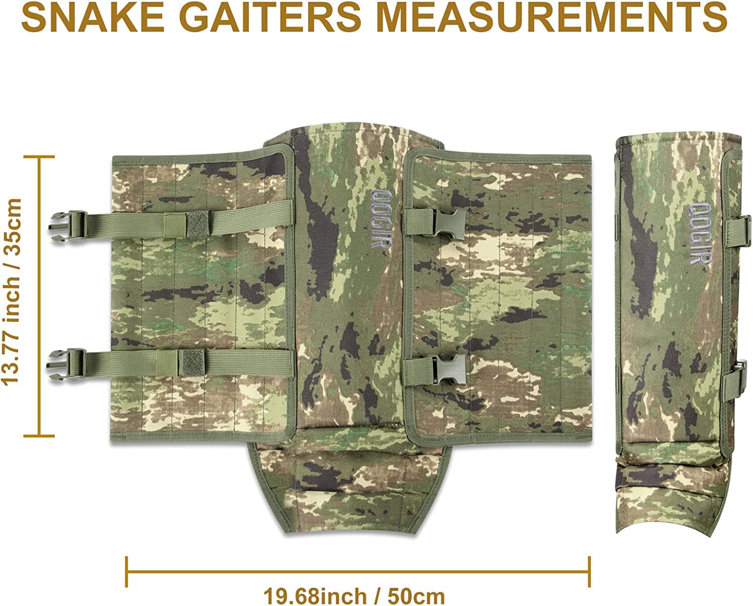QOGIR Snake Gaiters 3 Pack - Durable Snake Proof Leg Protection for Men & Women | Hunting, Hiking & Outdoor Activities | Waterproof Snake Guards for Lower Legs & Ankles