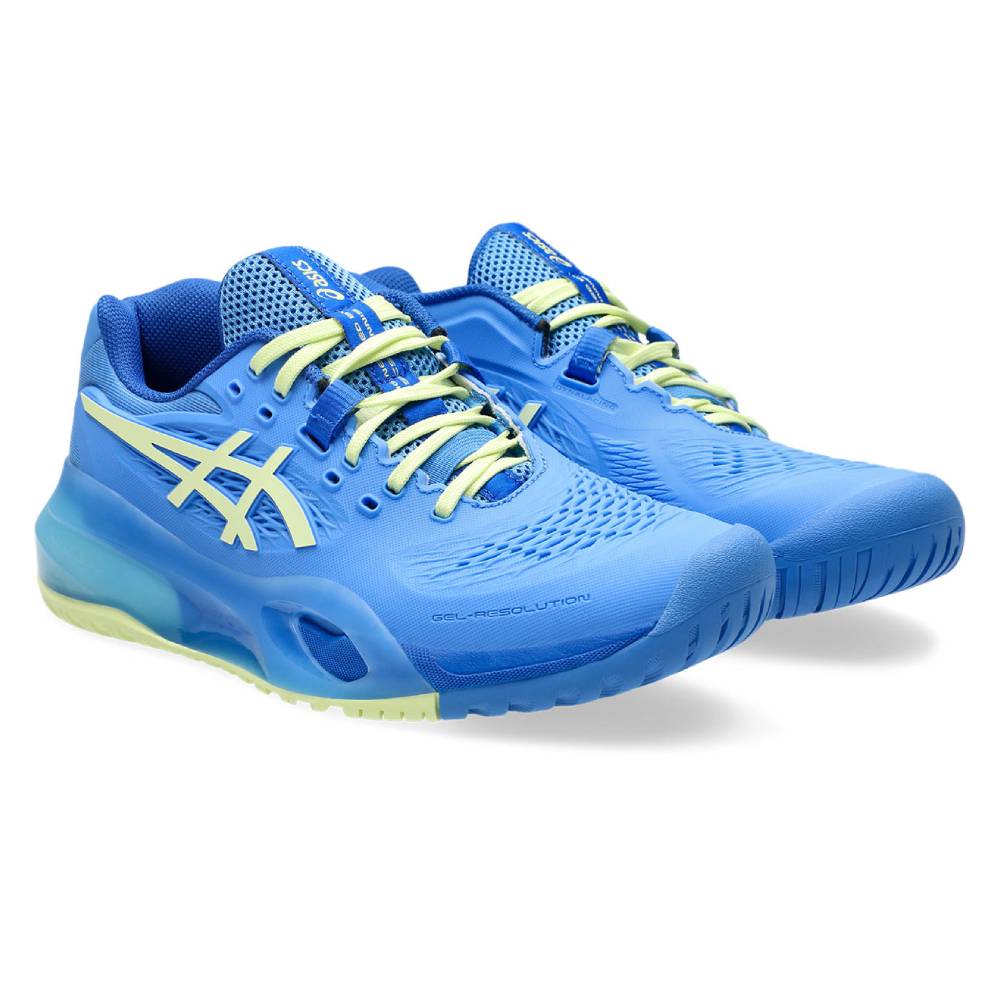 ASICS Gel Resolution X Women's Tennis Shoes - Lightweight & Supportive Court Shoes for Women in Blue Coast/Huddle Yellow | Perfect for Competitive Matches & Training Sessions