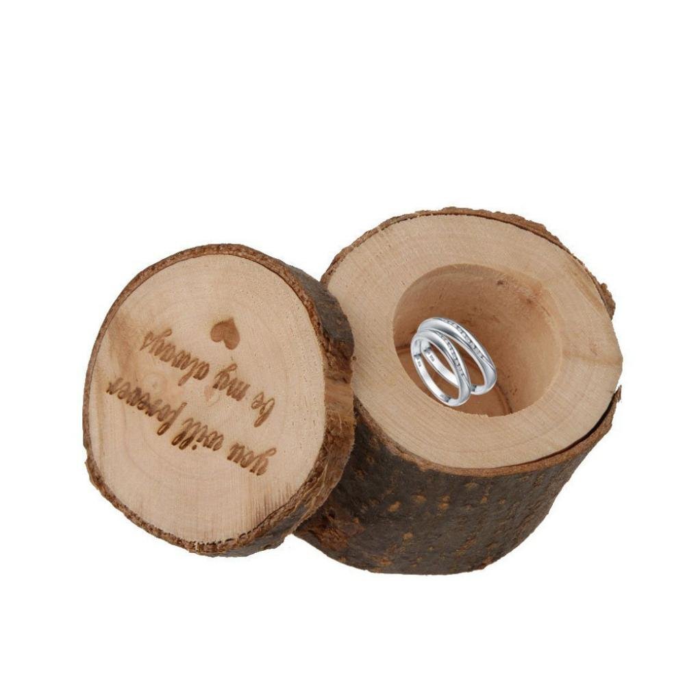 Personalized Rustic Wooden Wedding Ring Box - Vintage Shabby Chic Design for Engagement, Proposal & Ceremony - Perfect Keepsake by ZYooh