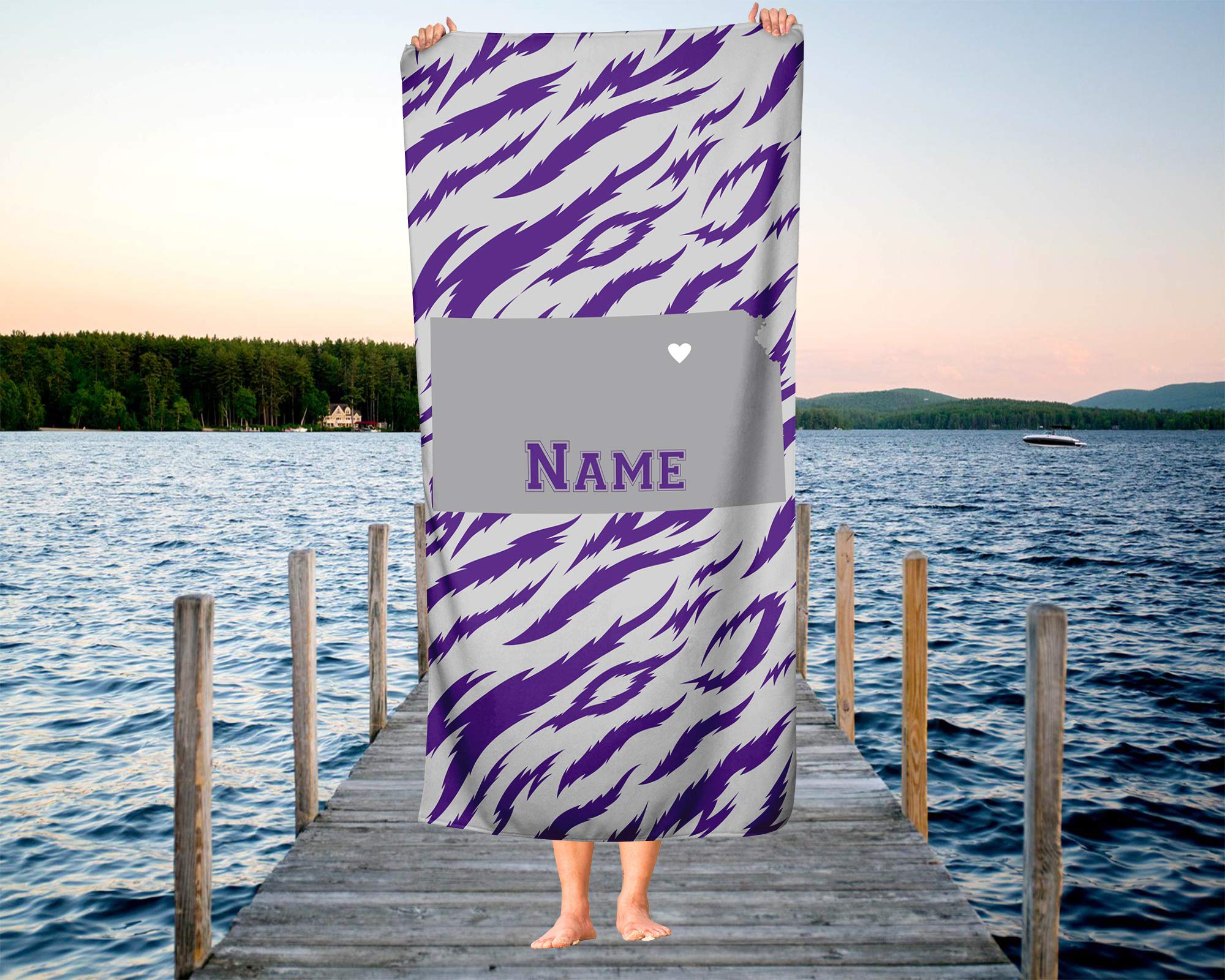 Custom Kansas State Pride Beach & Bath Towel - Personalized Medium & Large Towels for Adults & Kids - Perfect for College Football, Basketball Games & Beach Vacations