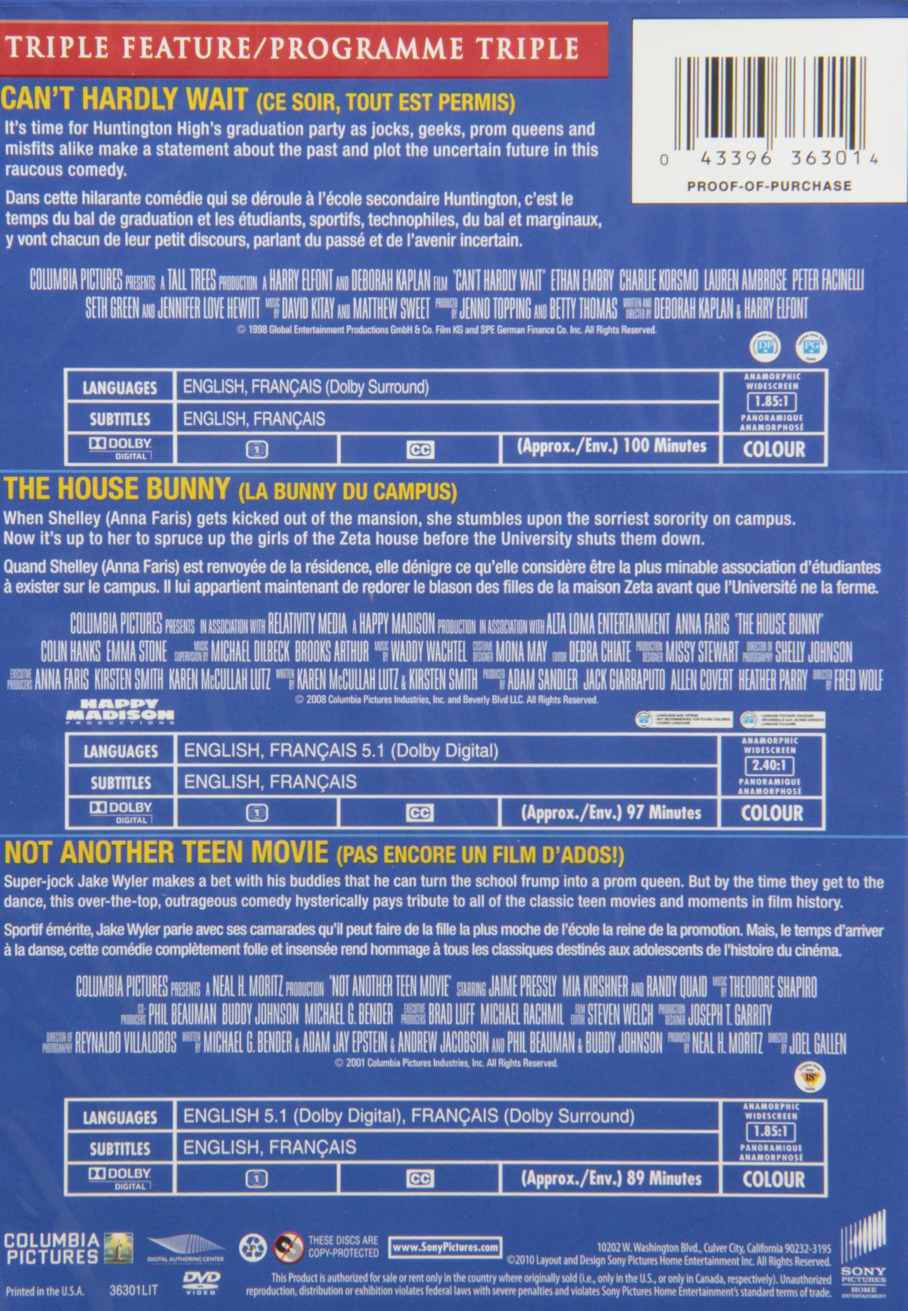 Can't Hardly Wait DVD - Bilingual Comedy Movies for Teens